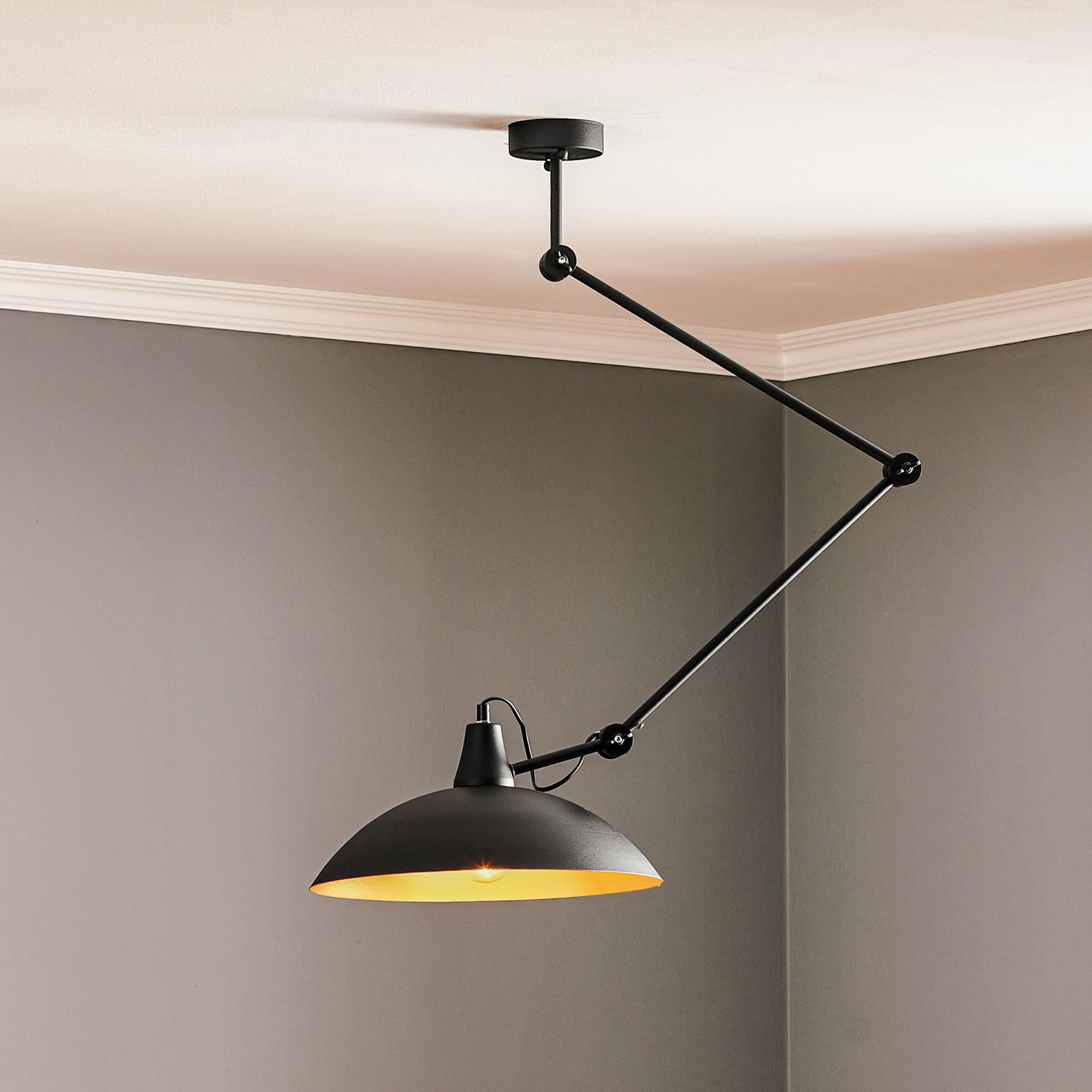 Griestu lampa 808 regulējama, 1 spuldze, melna/zelta