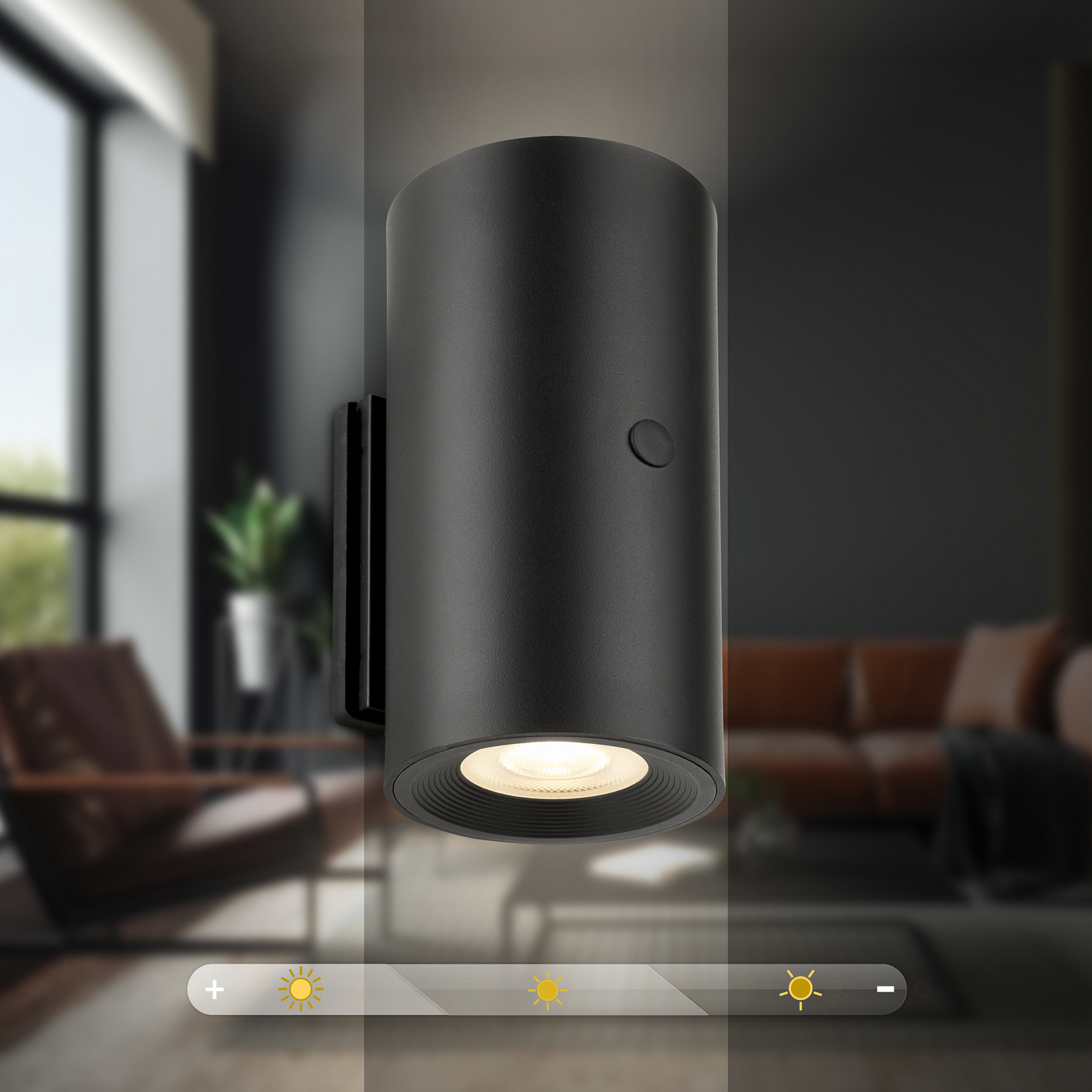 LED-akutoitega seinavalgusti Isy, mattmust, plastik, 3000 K