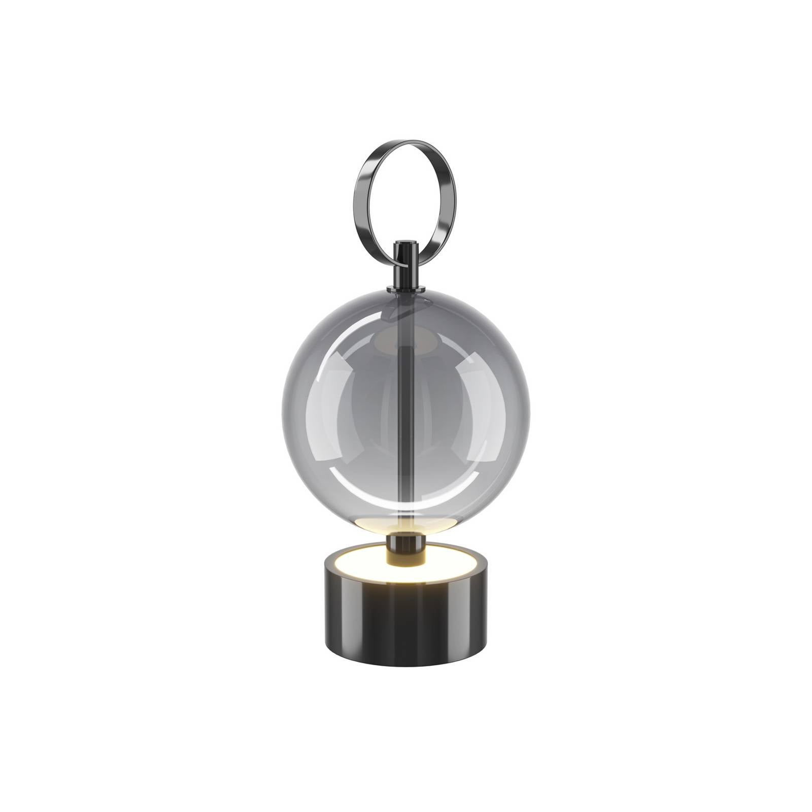 LED-Akku-Tischlampe DOUBLE MOON, rauchgrau, Höhe 25 cm, Glas