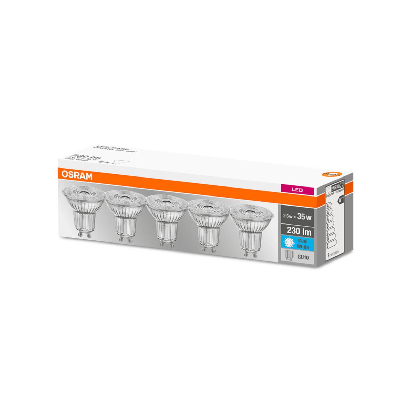 OSRAM reflektor LED GU10 2,6W 230lm 36° 5 szt.