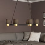 Lustre Edale, 6 abat-jour tissu cappuccino, ovale