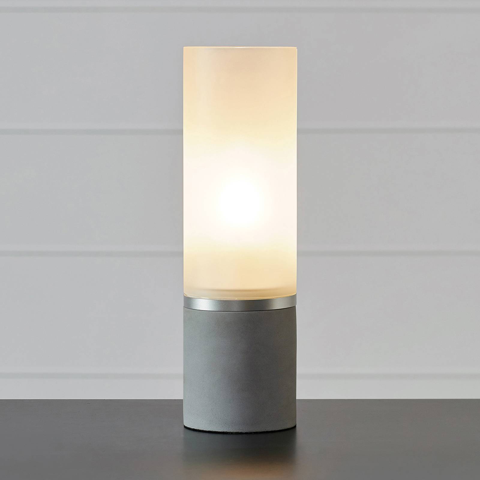 Markslöjd Lampe de table Molo, pied en béton verre givré hauteur 40cm
