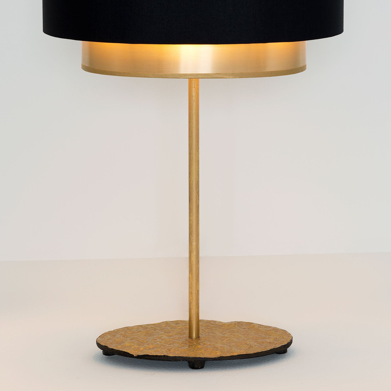 Lámpara de mesa Mattia, oval, doble, negro/oro