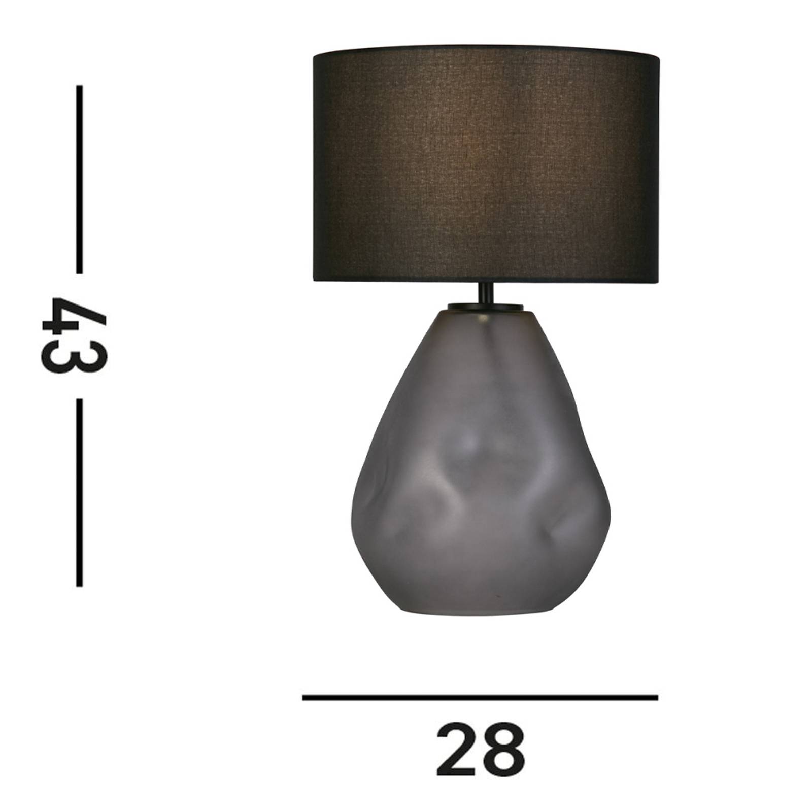 Lampa stołowa Devon, czarny/dymny szary Wysokość 44,5 cm tkanina/szkło