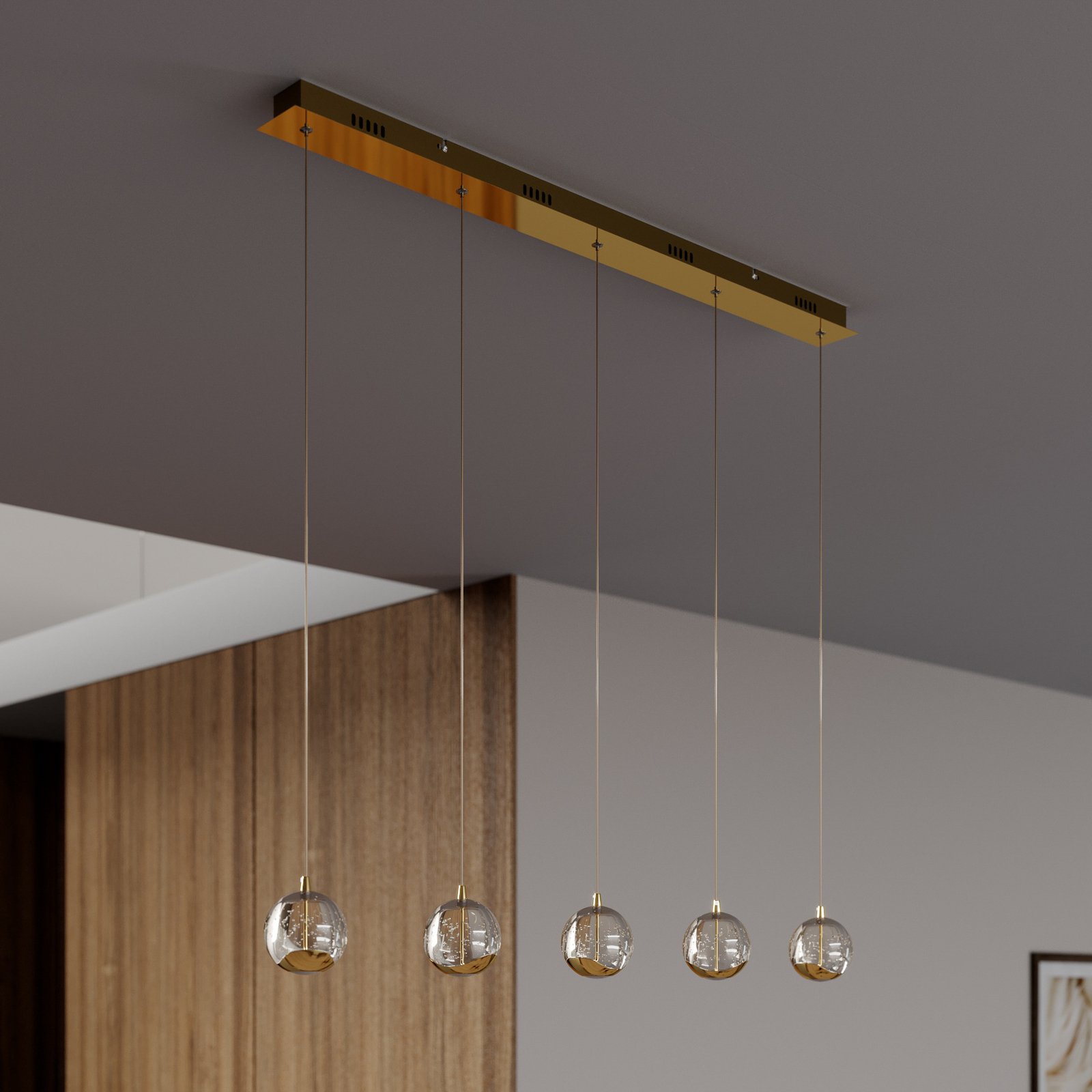 Hayley 5 Line Pendelleuchte Clear/Gold - Lucande