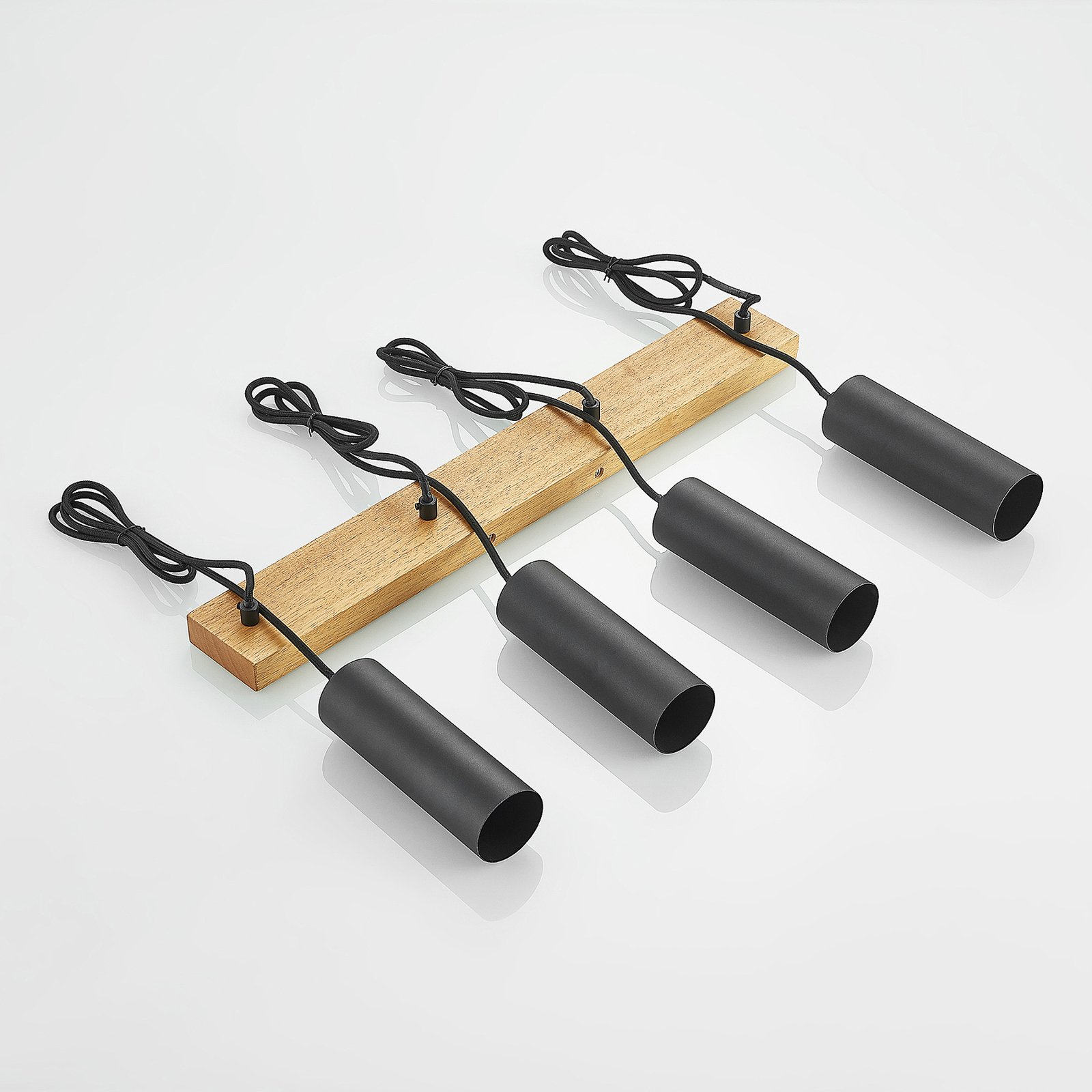 Maniva 4 Pendelleuchte Black/Wood - Lindby