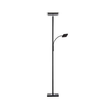LED-golvlampa Hans med läslampa, kantig, svart