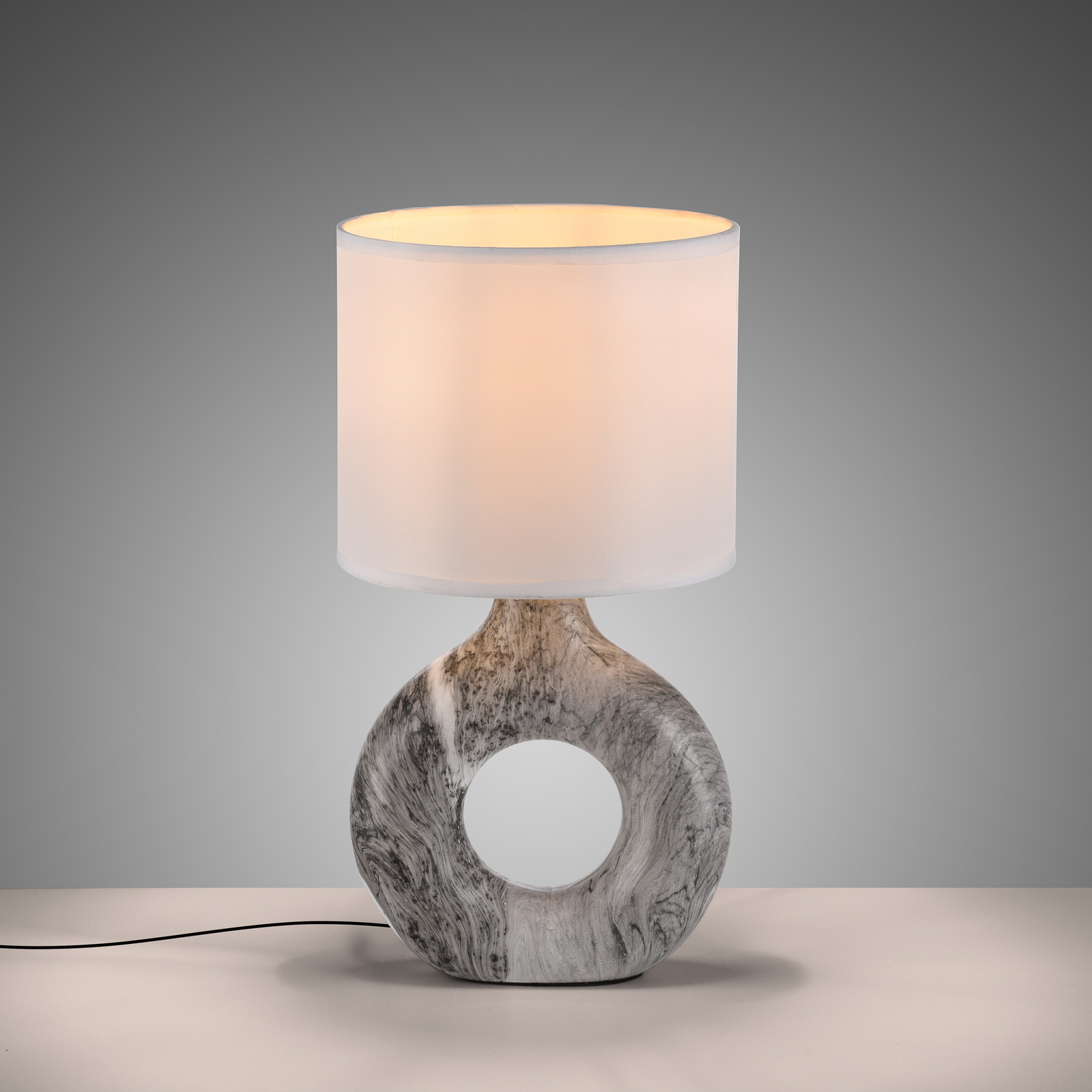 JUST LIGHT. Carara table lamp, ceramic base, grey