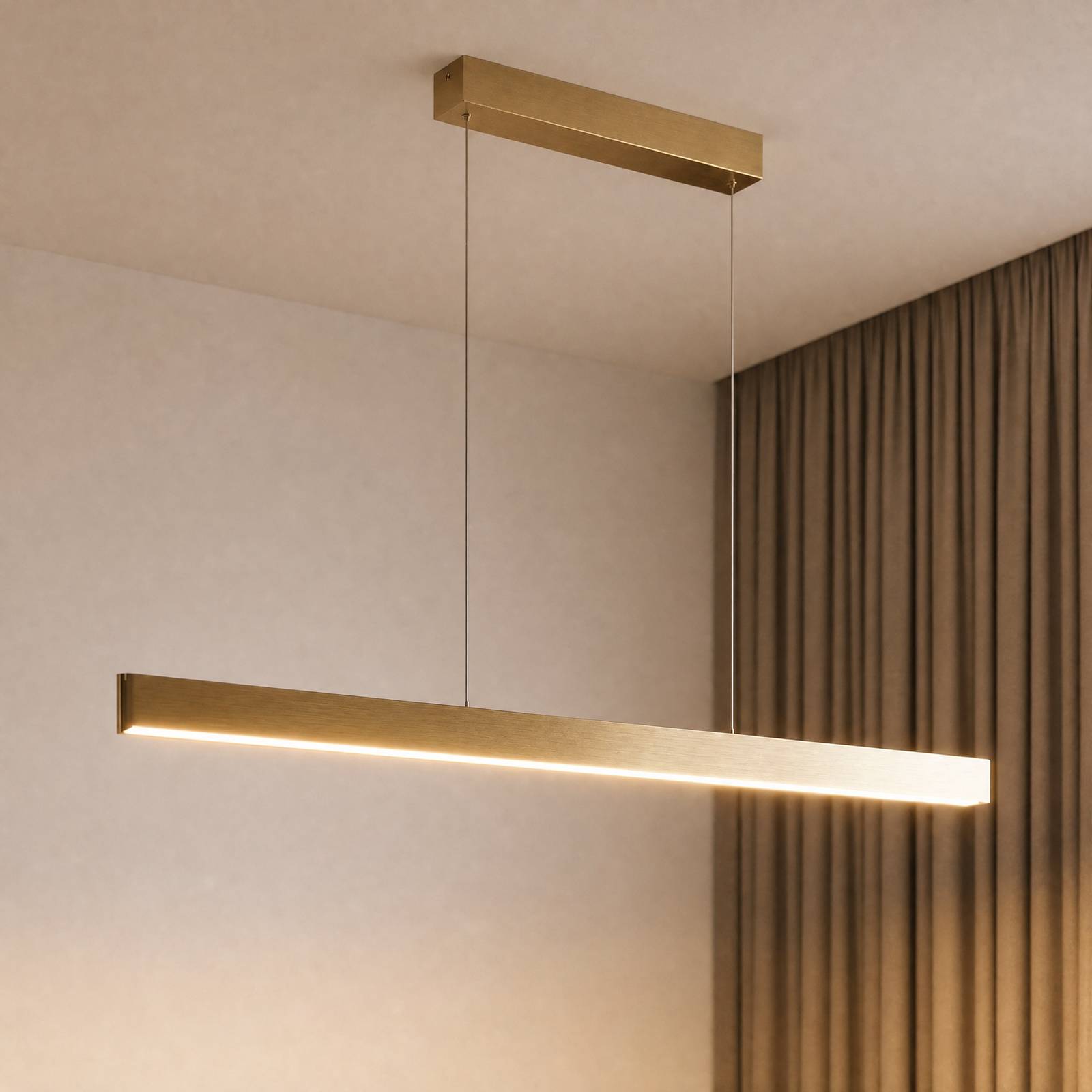 Żyrandol LED Lucande Mylosh, złota, 150 cm, CCT, ściemniany