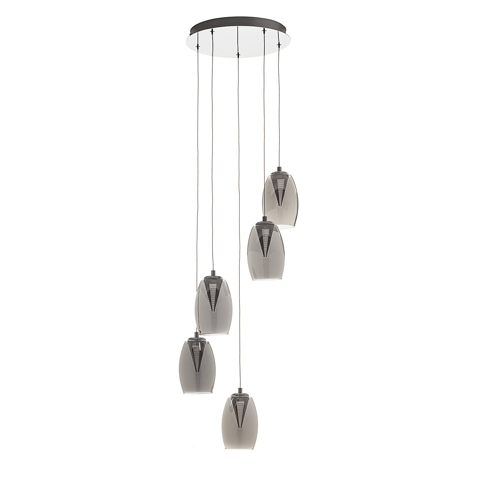 Metropolis LED hanging light smoked glass 5-bulb
