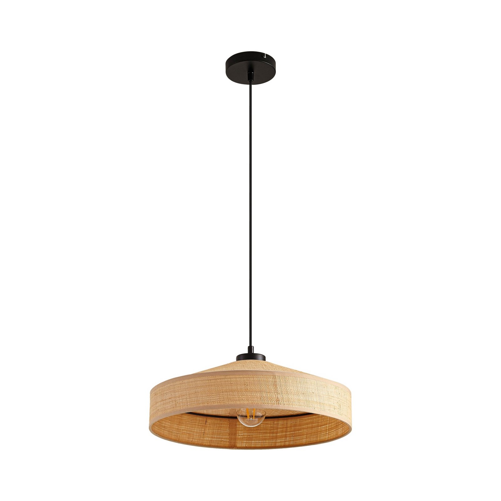 Lindby Hängeleuchte Haldor, Leinen, gewebt, natur, Ø 40 cm