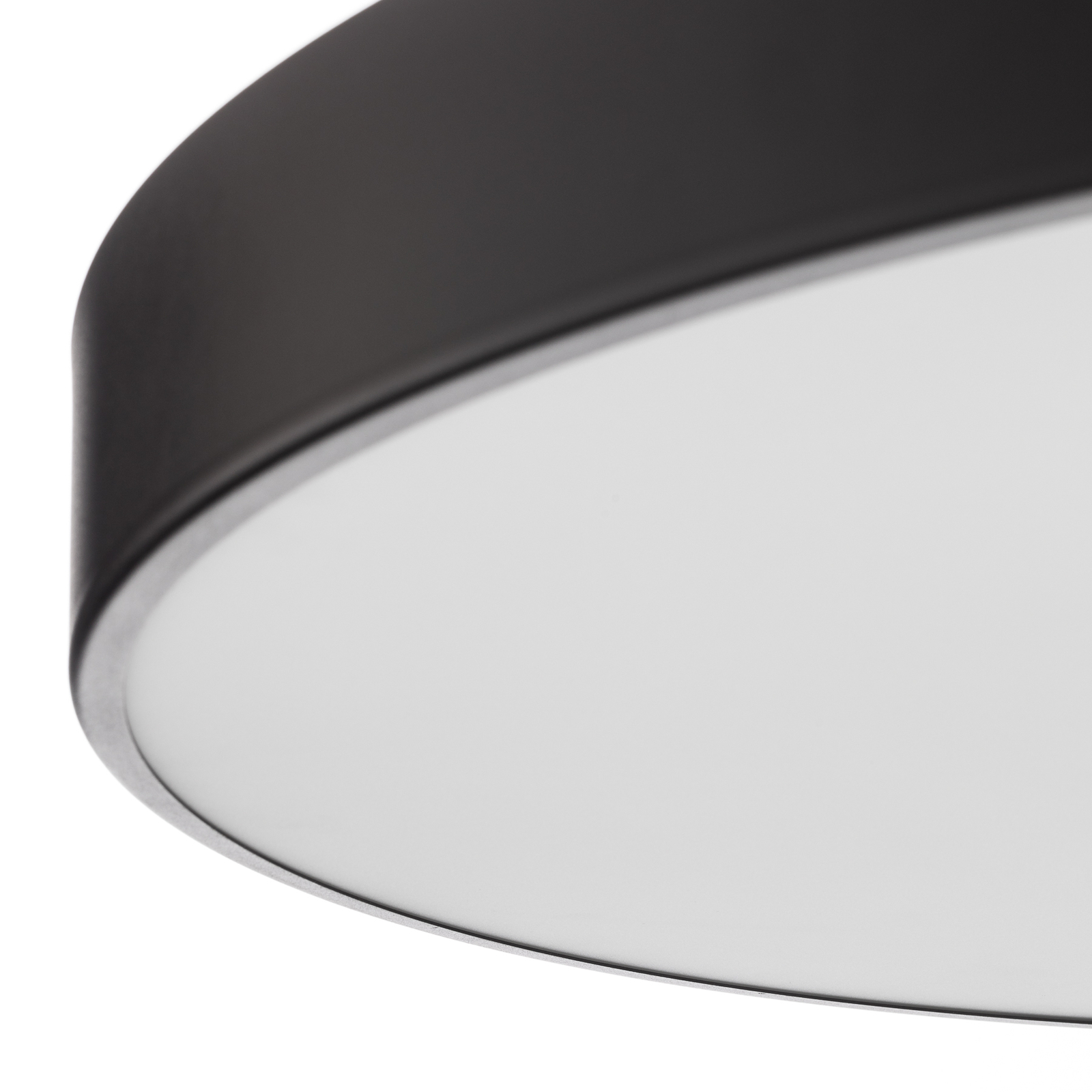 Plafondlamp Cleo met glazen diffusor, zwart Ø 78cm