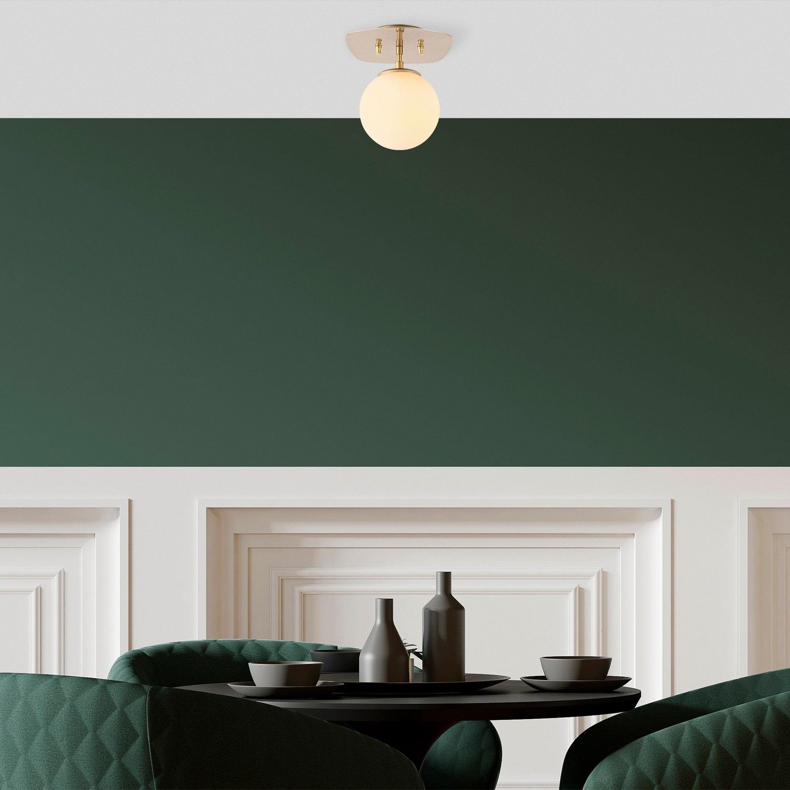 Ceiling light Well, gold-coloured, glass, Ø 20 cm, E14