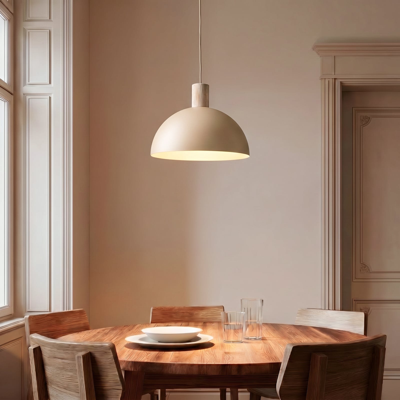 Lampada a sospensione Oslo, color sabbia, metallo, Ø 34 cm, E27