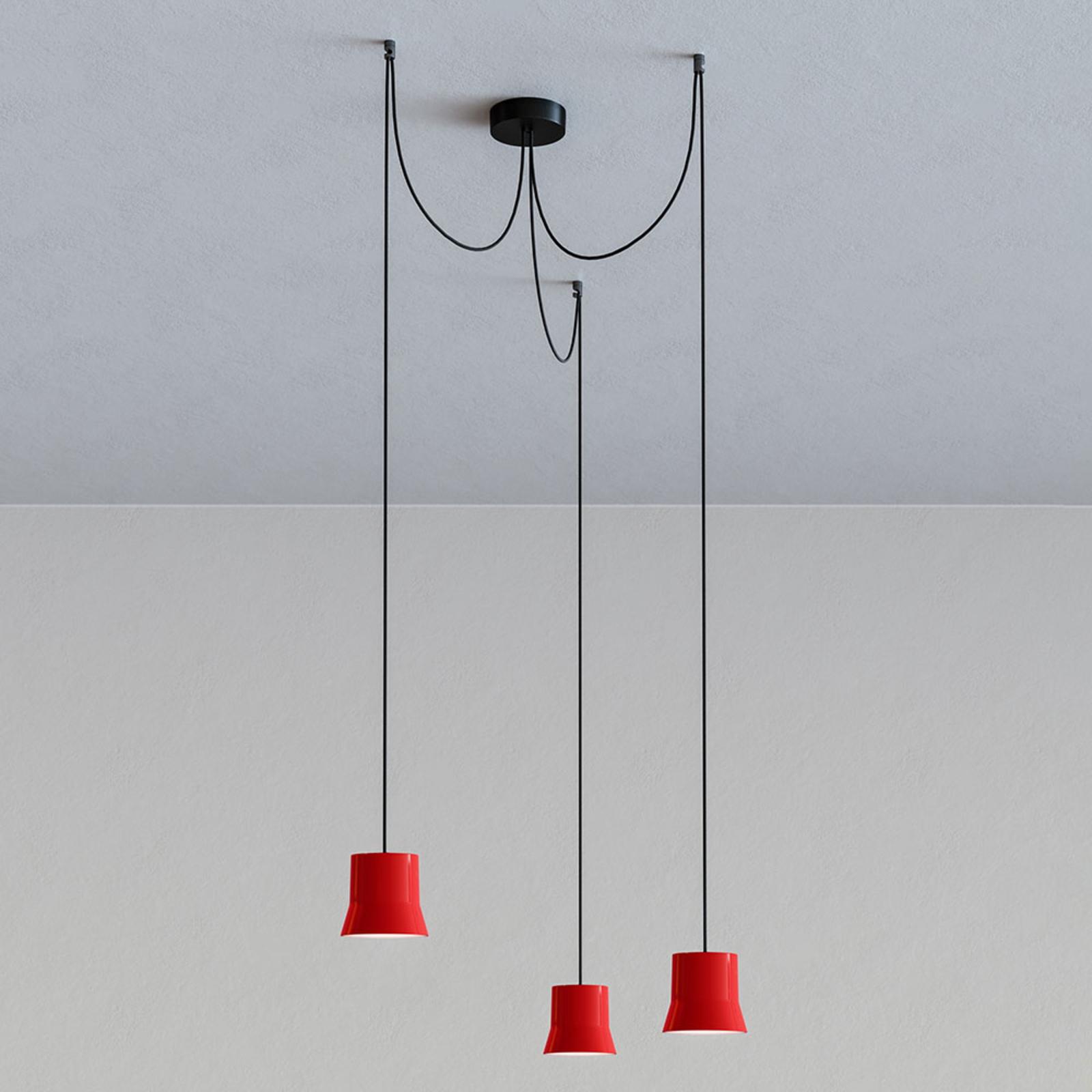 Artemide GIO.light Cluster hanging light, red, for Living / Dining Room, aluminium, glass, 8 W, energy efficiency: A, H: 9.8 cm
