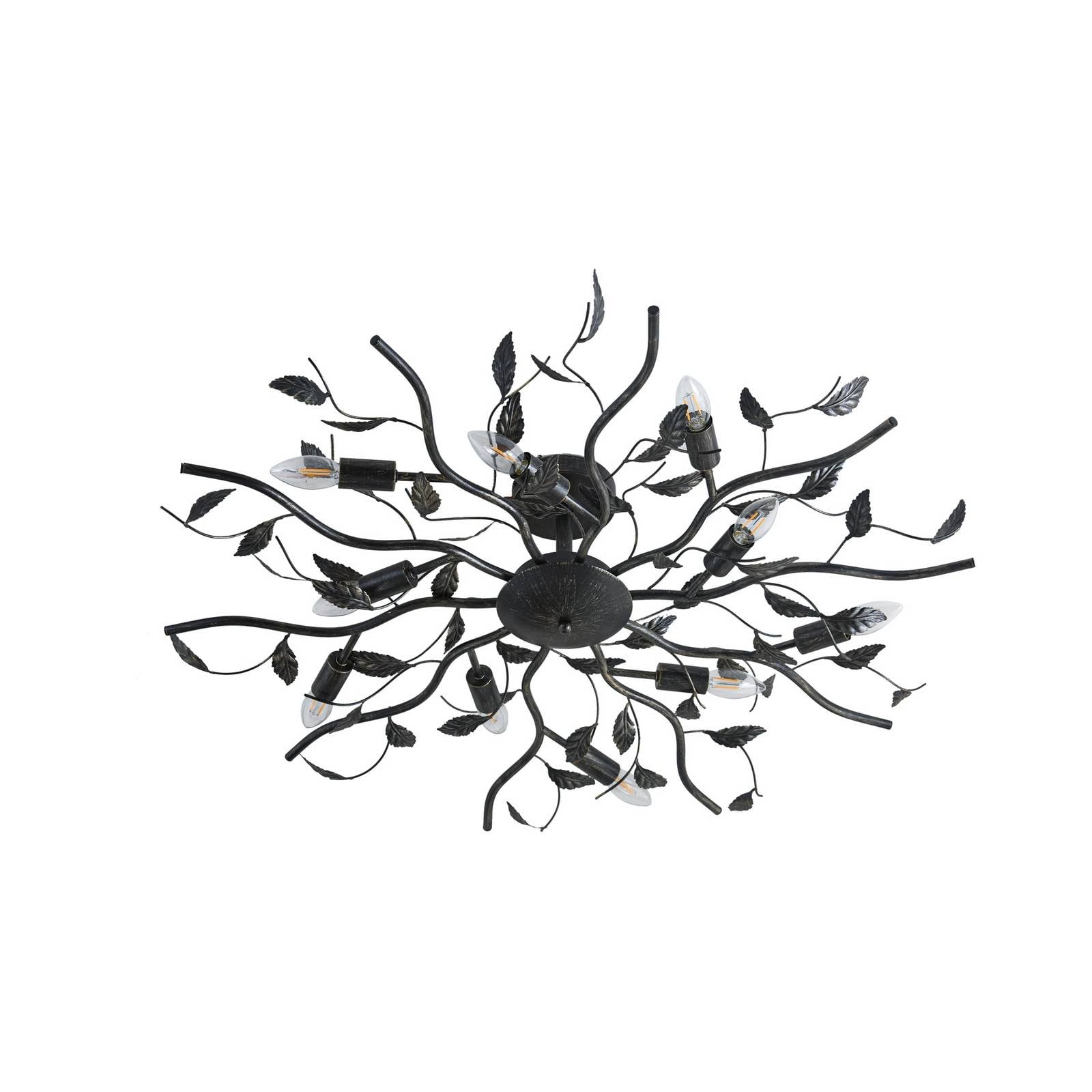 Lindby Deckenlampe Yos, 10-flg., 95 cm, schwarz-gold, E14