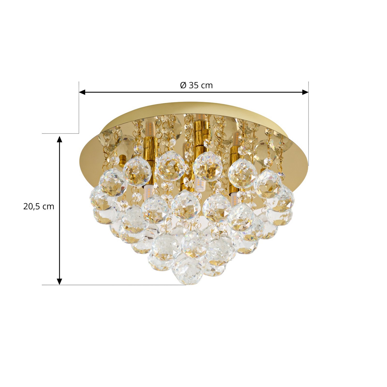Lindby kattovalaisin Gillion, 4-valo, kulta, kristalli, Ø 35cm Lindby kattovalaisin Gillion, 4-valo, kulta, kristalli, Ø 35cm