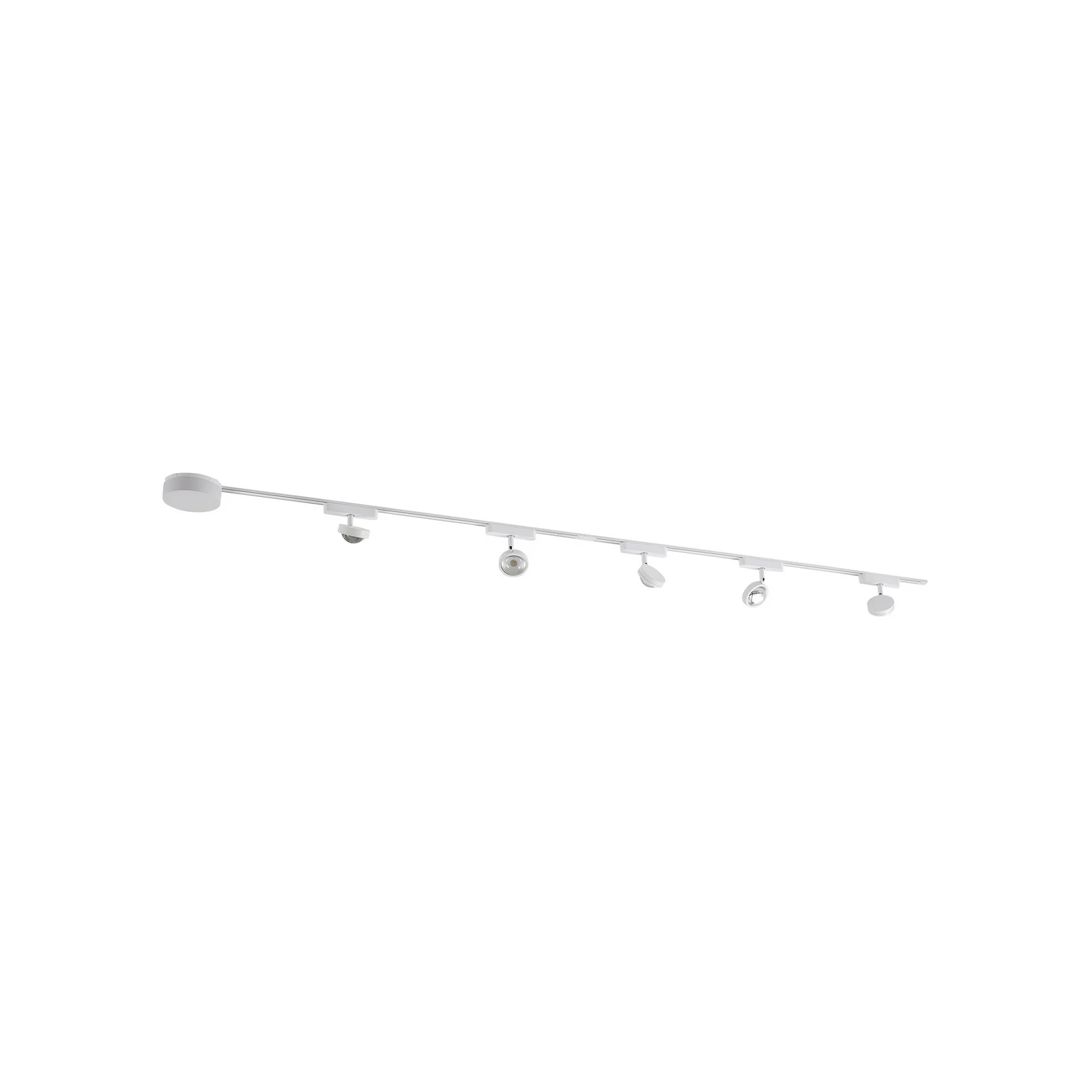 Sistema de riel 48 V Lumaro, focos, 5 luces, blanco, Ø 7 cm, atenuable