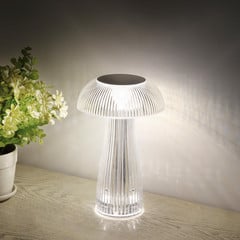 Lámpara de mesa LED recargable Gixi, color plata, altura 25 cm, CCT