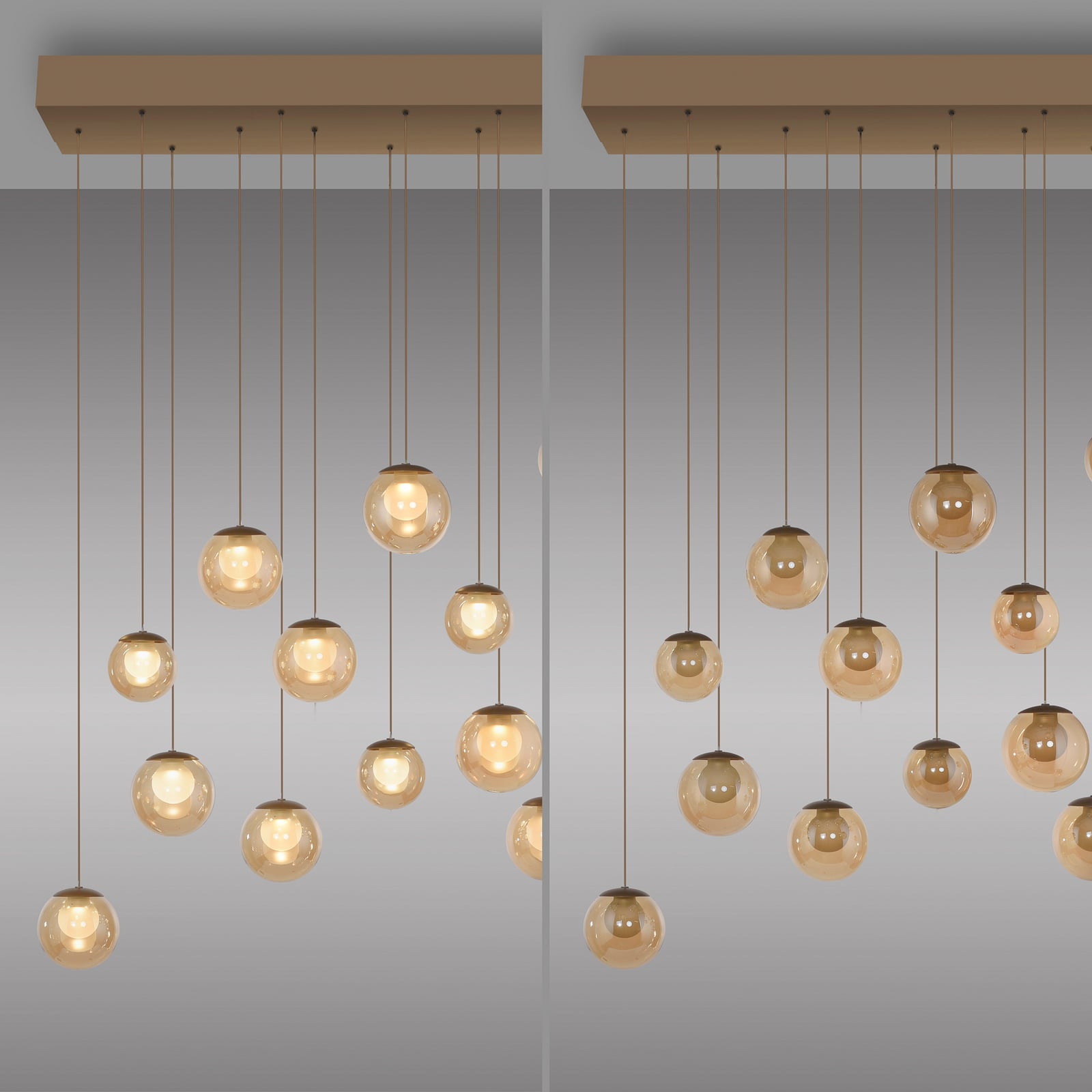 Popup LED-Hängelampe, bronze/amber, 100 cm 13-fl. - PURE Popup LED-Hängelampe, bronze/amber, 100 cm 13-fl. - PURE