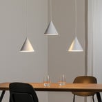 Pendant light CONO, 3-bulb, linear, length 75 cm, white