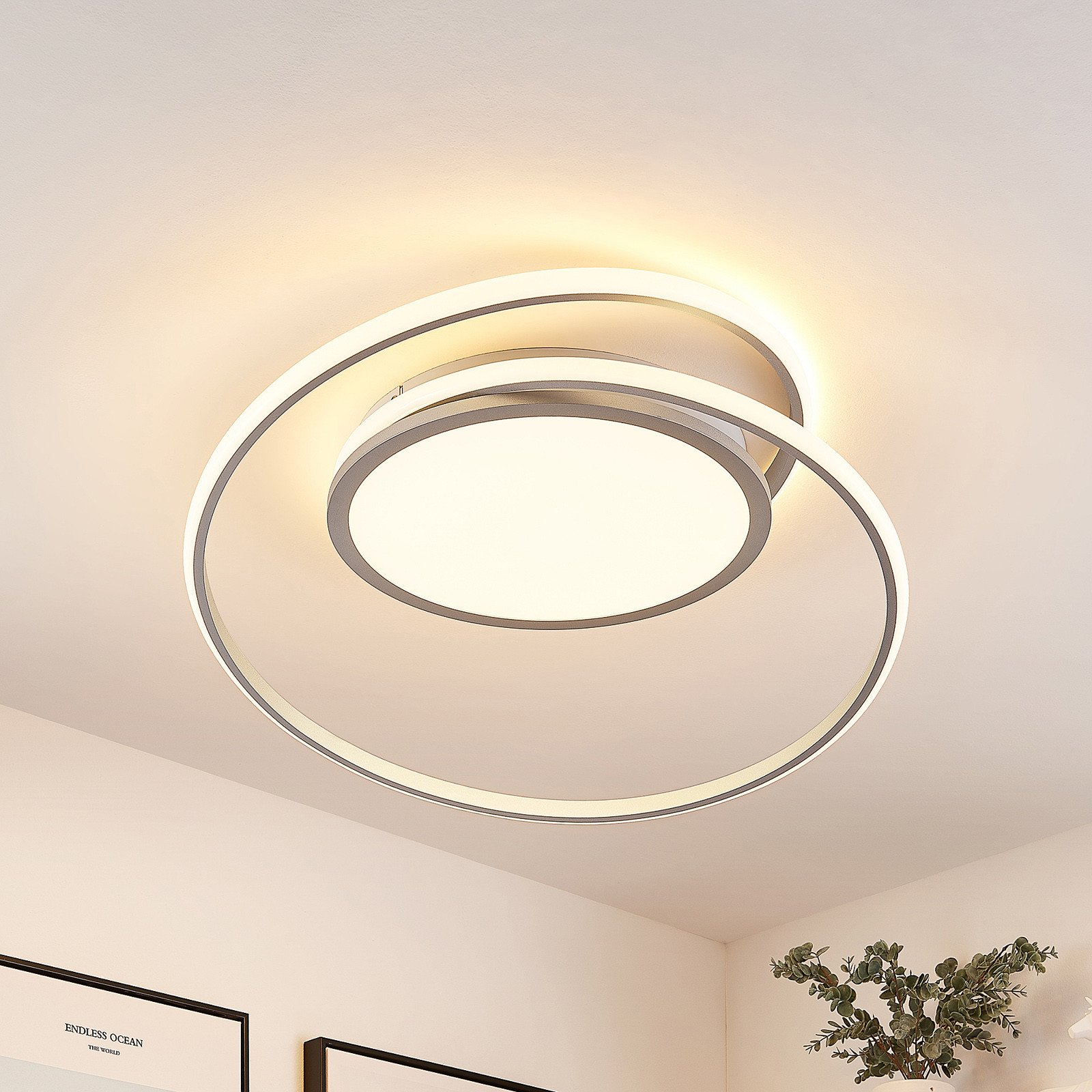 Lucande plafonieră LED Noud 65 cm argintiu metal CCT - dormitor - modern