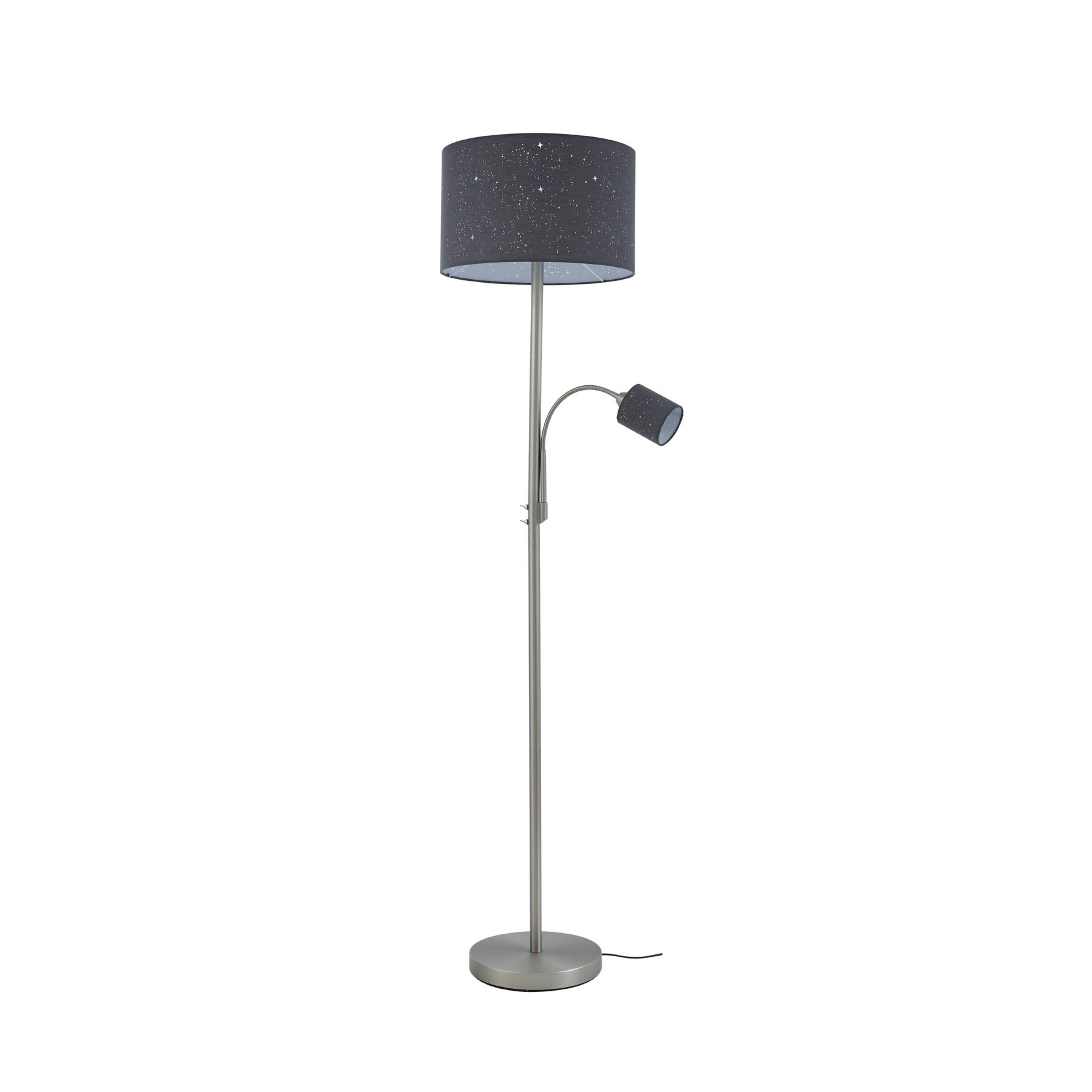Stojací lampa Jaileen 170 cm, šedá, lampa na čtení, textil - Lindby