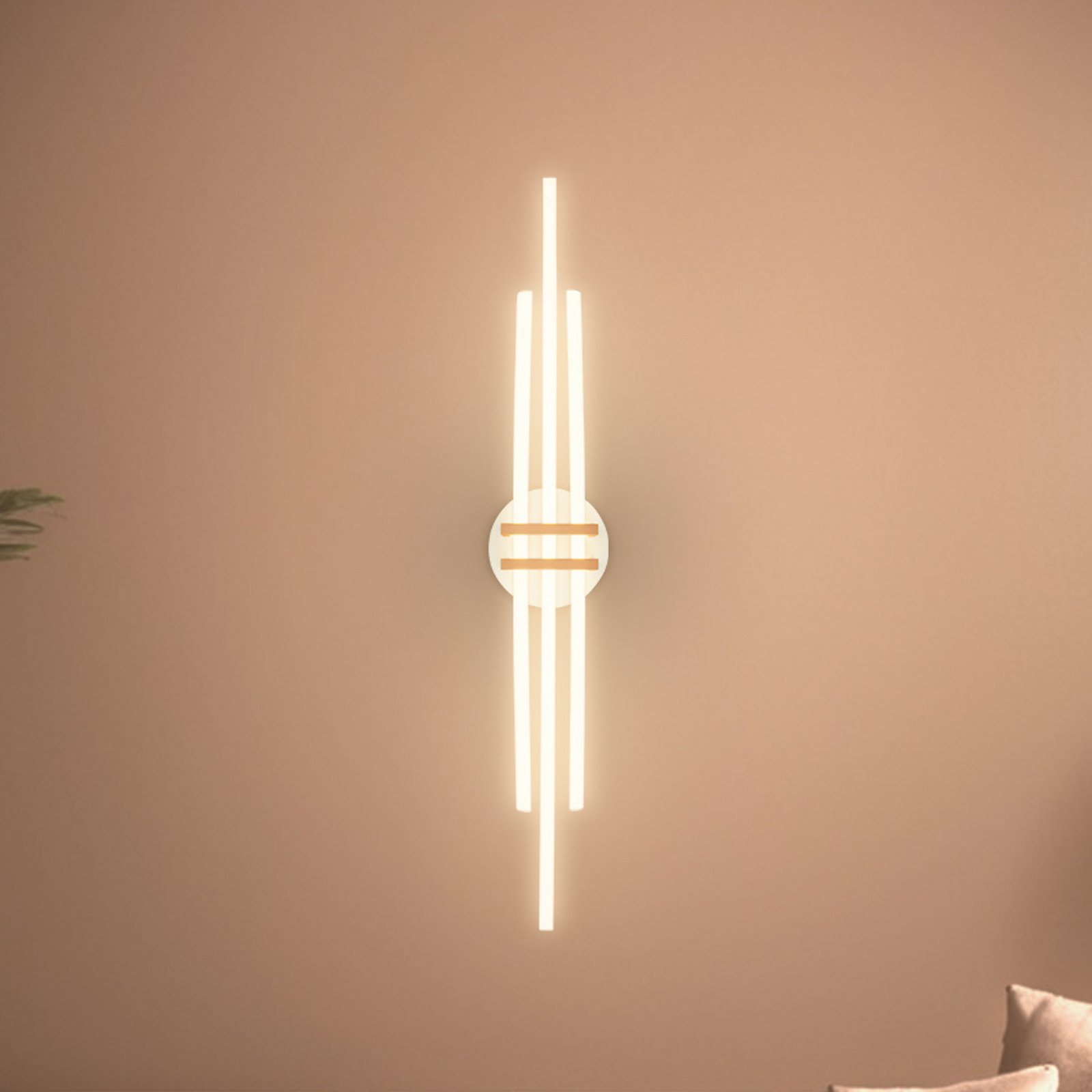 Plafonnier LED Tinka, gris clair/marron, longueur 98 cm