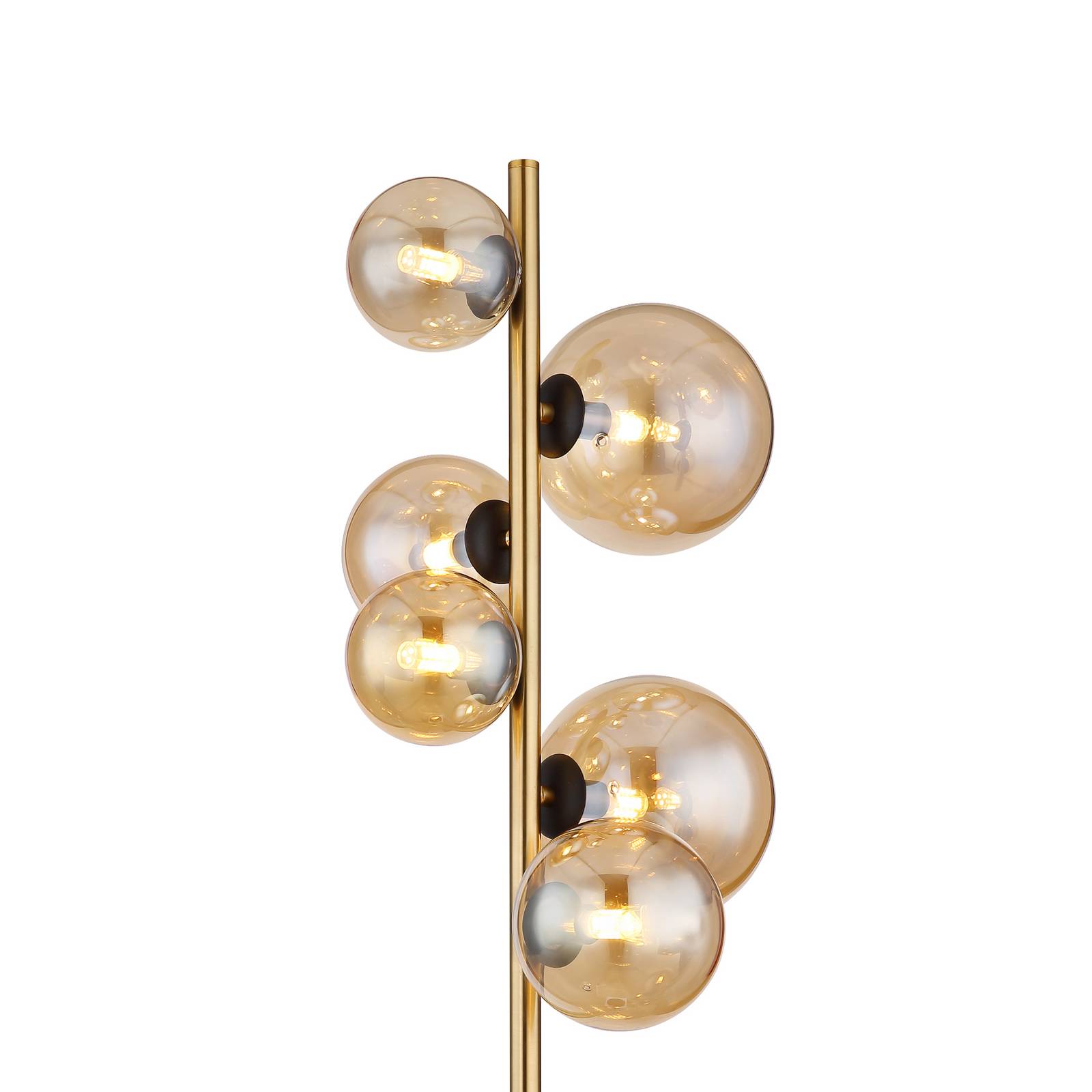 Lampa stojąca Riha, wysokość 155 cm, kolor bursztynowy/mosiężny, metal