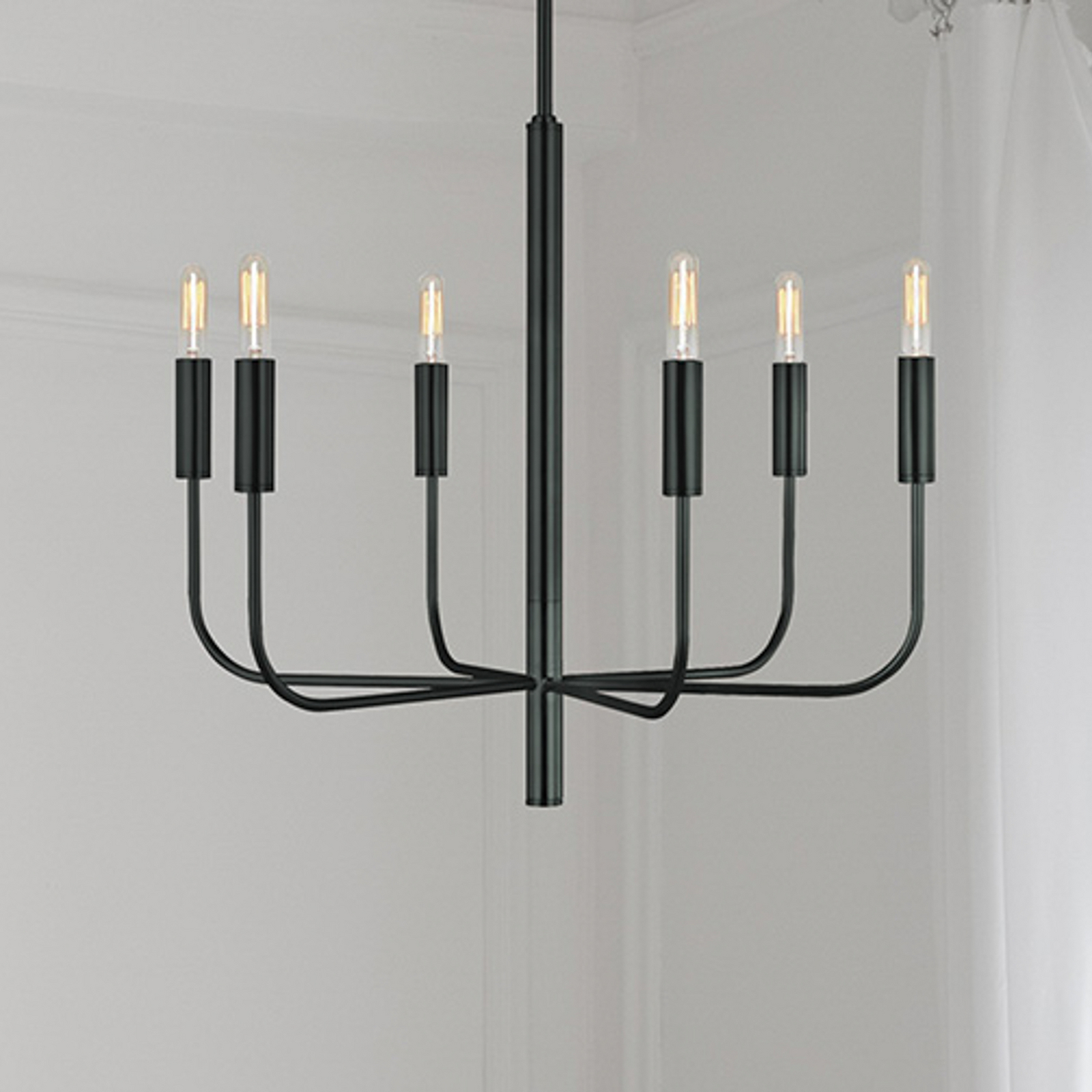 Kronleuchter Brianna, schwarz, Ø 61 cm, 6-flammig, Metall