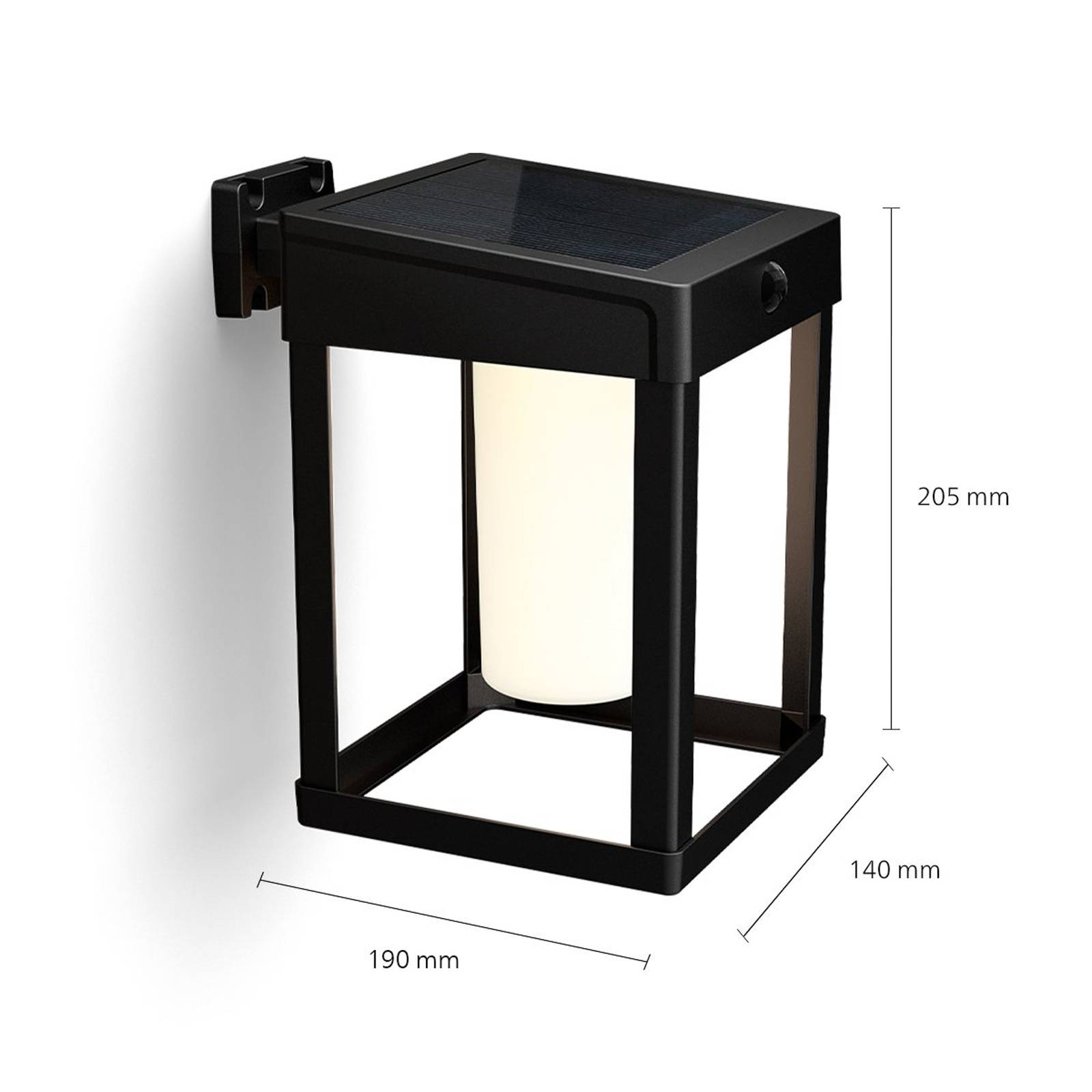 Philips led-es napelemes fali lámpa camill, fekete/fehér, 14 x 14 cm