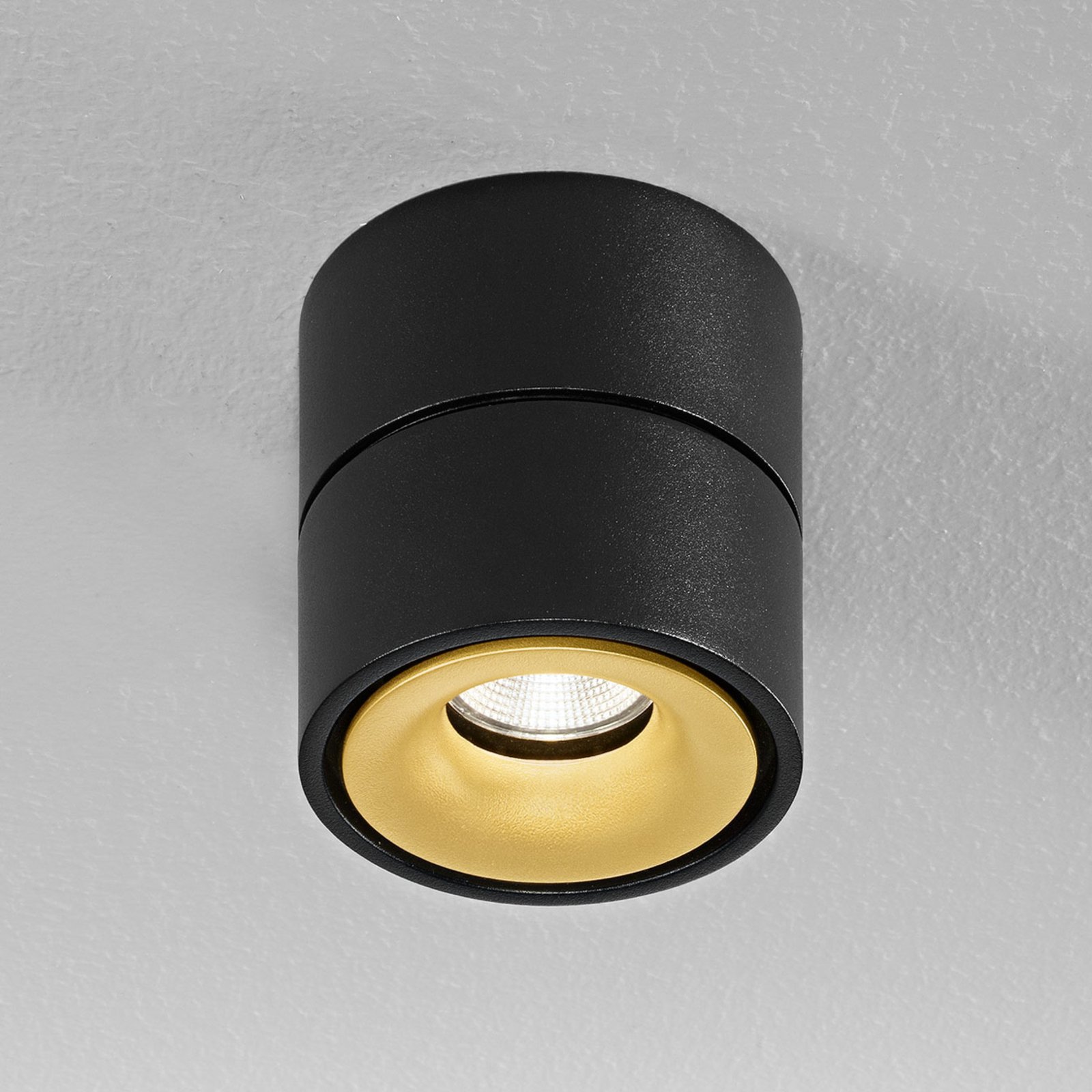 Egger Clippo LED-takspotlight, svart-guld, 2 700 K