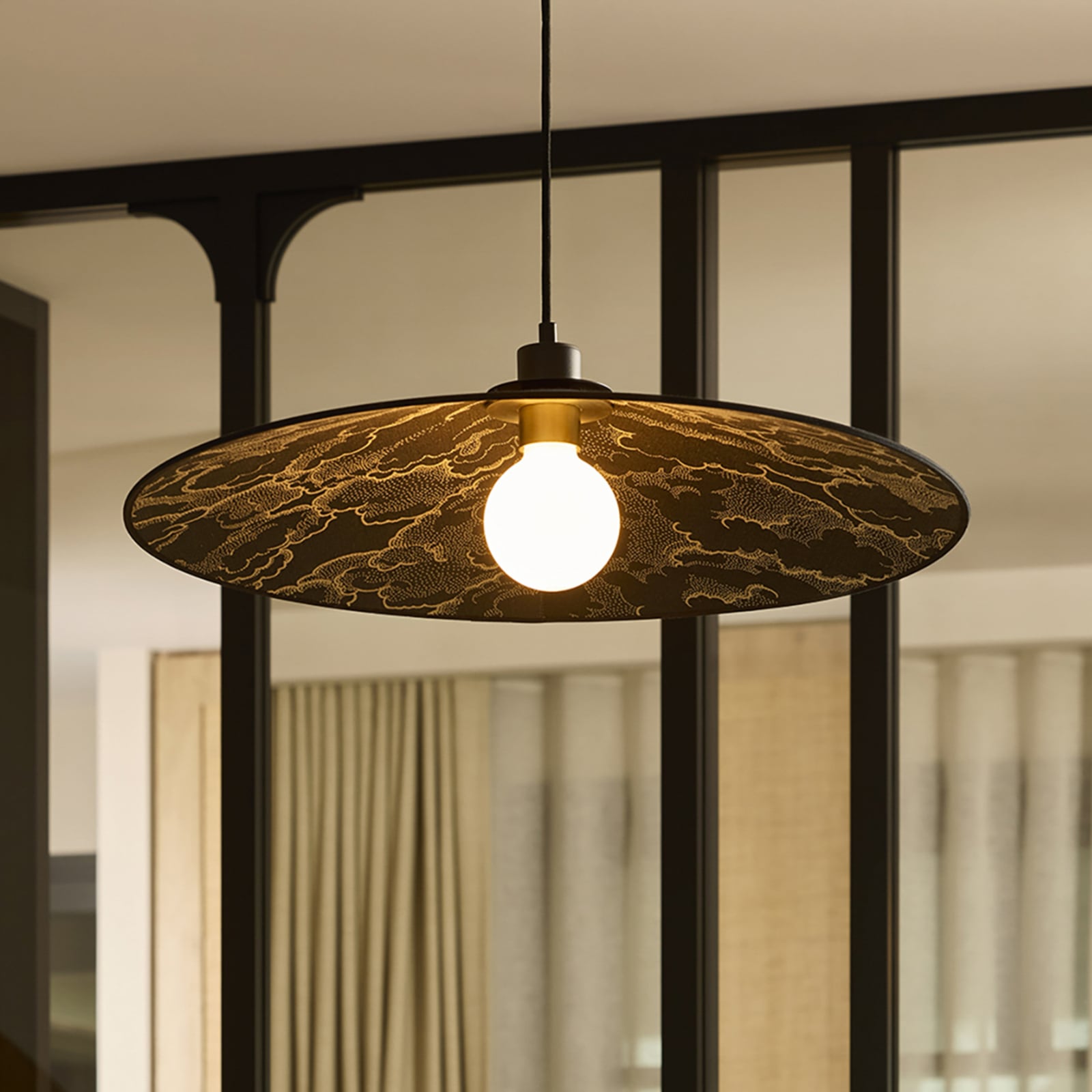 Lampada a sospensione Gatsby, kumo nero, Ø 60 cm - MARKET SET