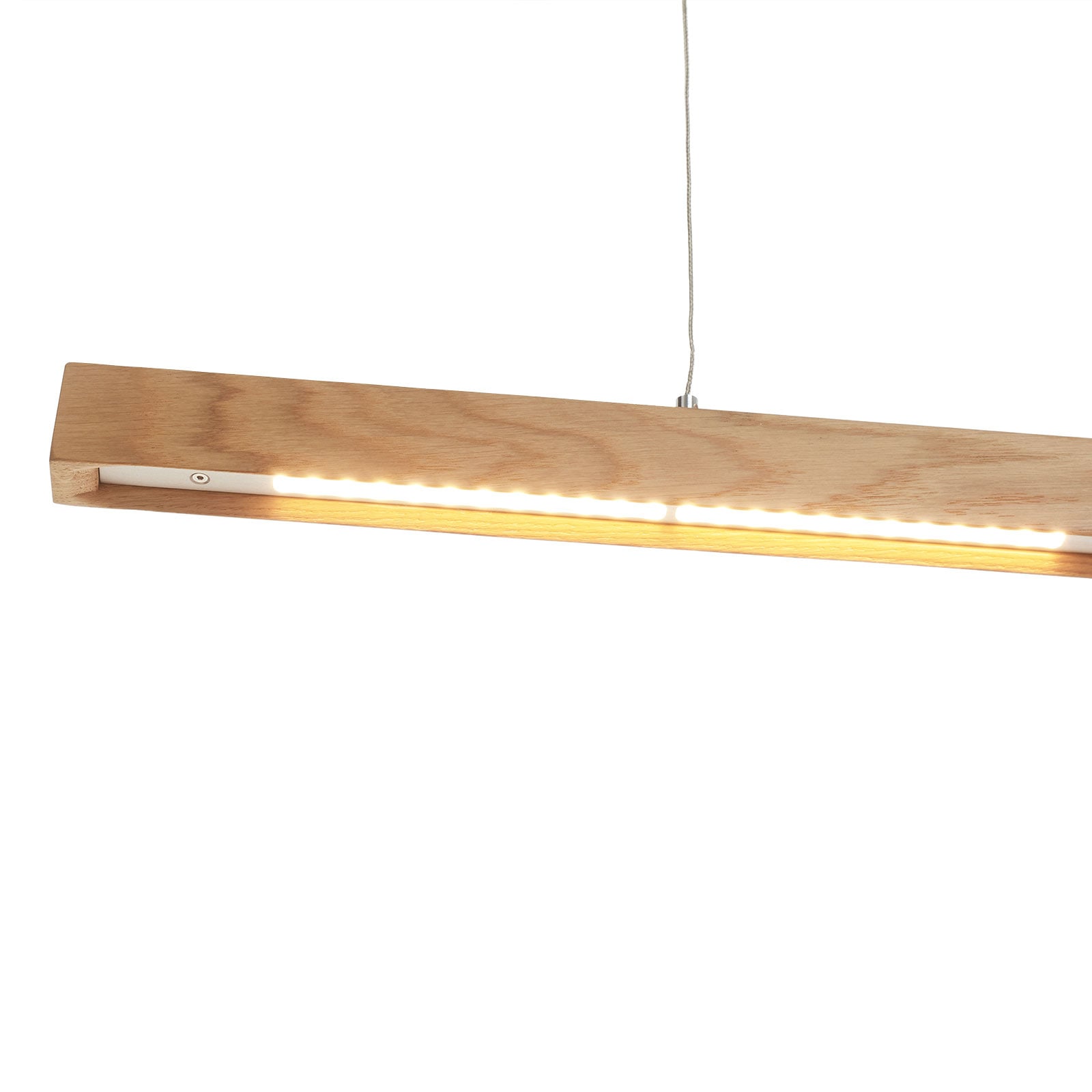 Lampa wisząca LED Nora, drewno dębowe, ściemniana, długość 78 cm - Quitani