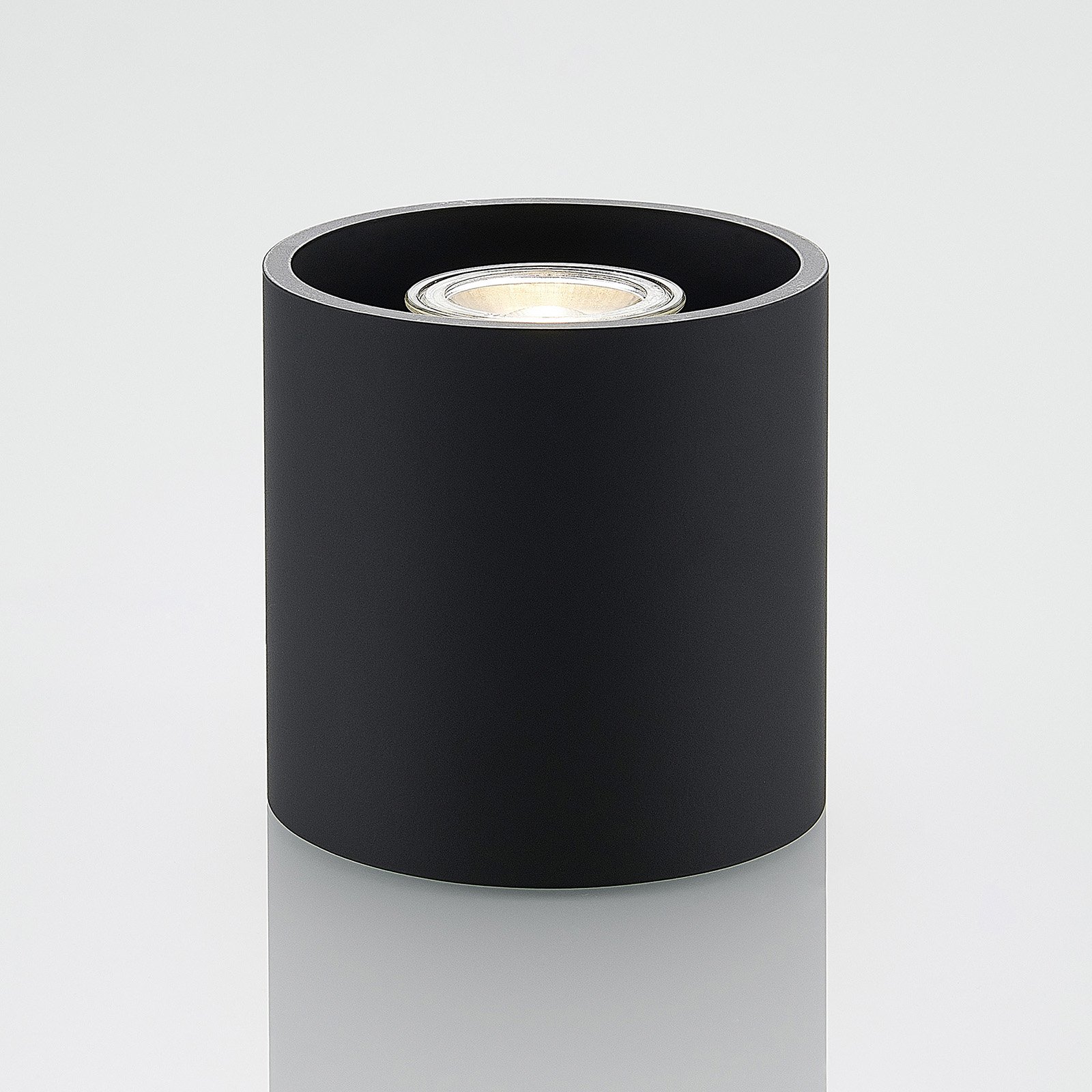 Lindby Parvin aluminiowy downlight, okrągły czarny