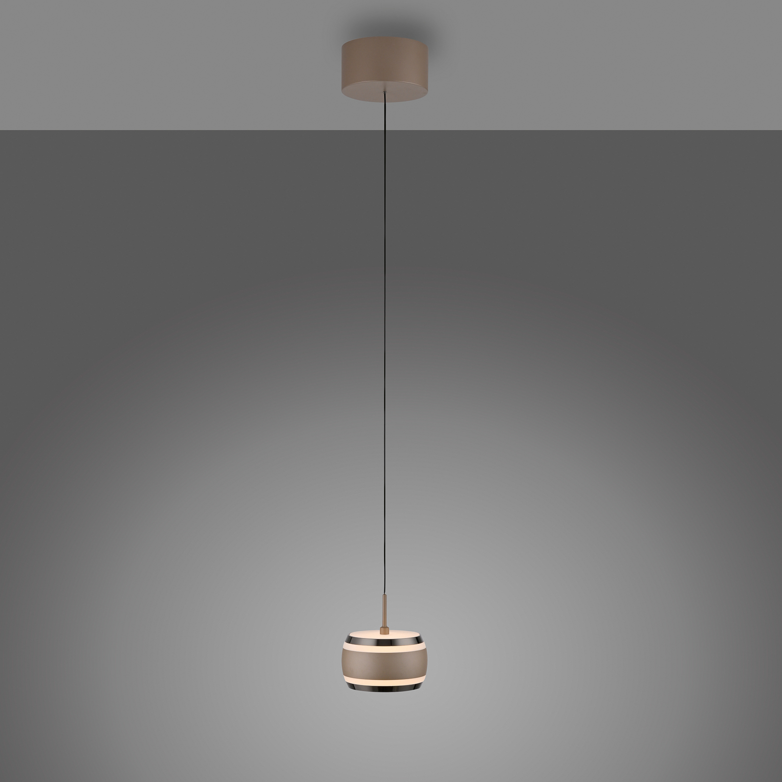 PURE LED-Hängelampe Falling Rings, bronze Ø 13 cm, CCT