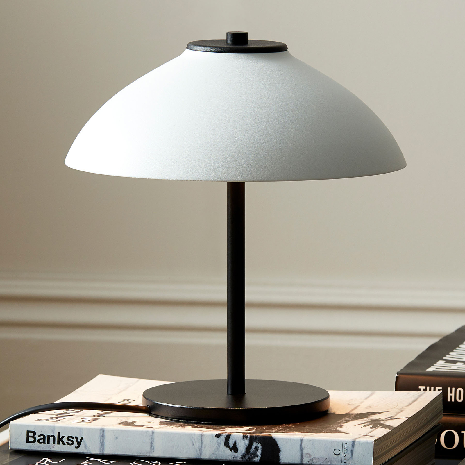 Lampa stołowa Vali, wysokość 25,8 cm, czarna/biała