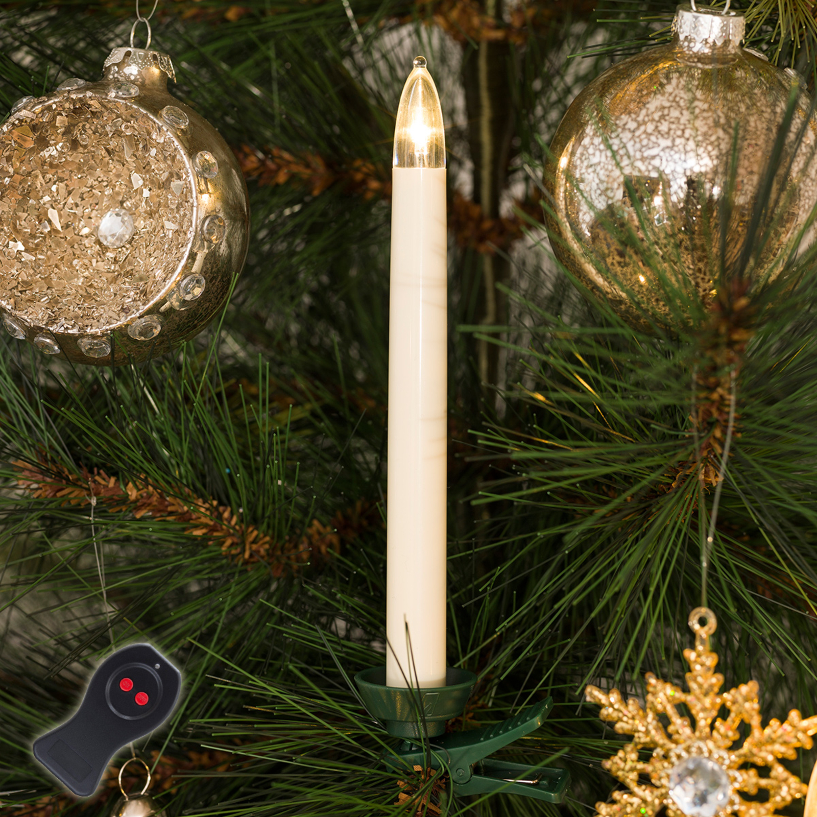 Juletræslys LED kabelløs 16 cm, hvid, 10 lyskilder