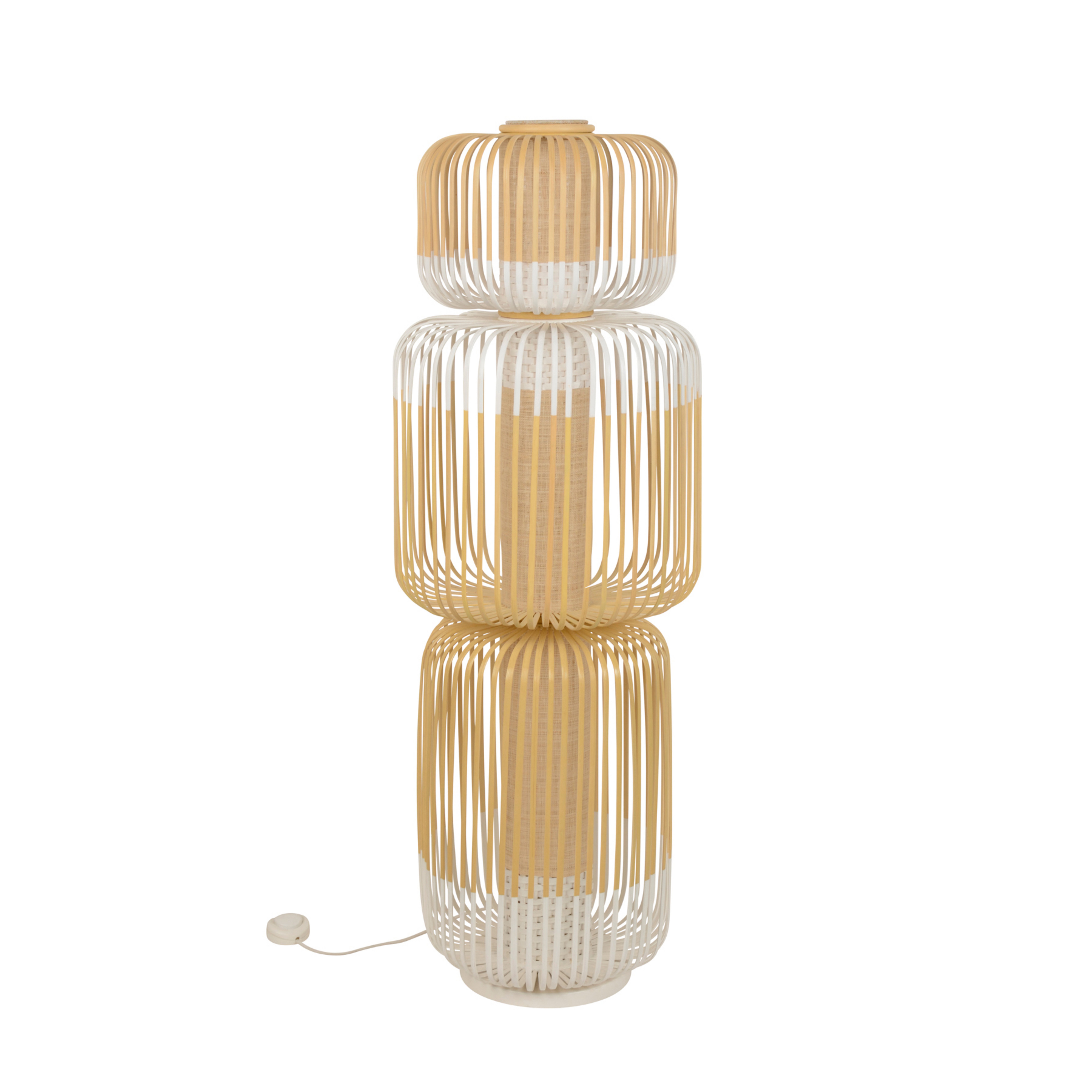 Bamboo Totem gulvlampe, hvid, højde 118 cm, E27 - Forestier