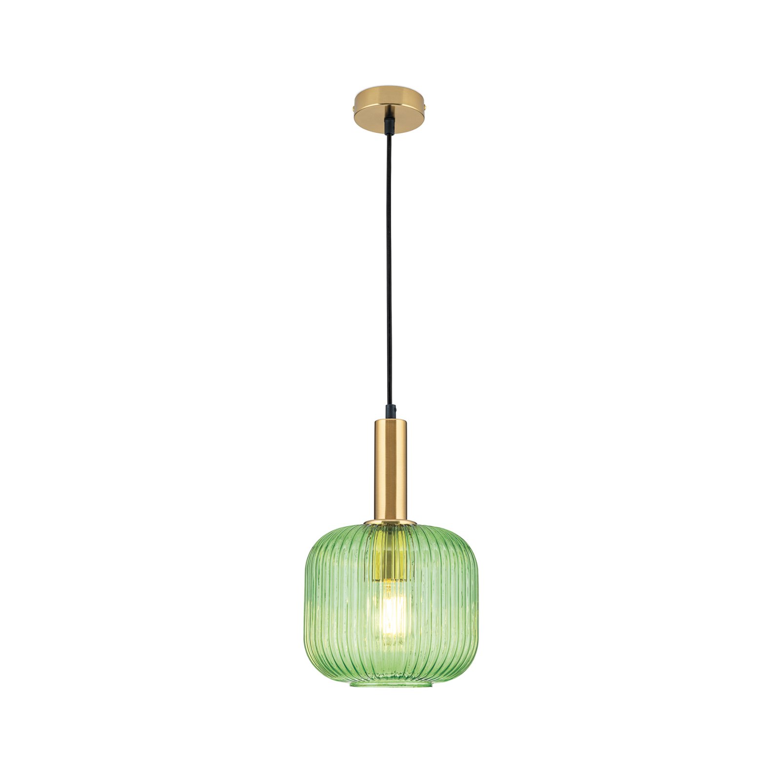 Carneval pendant light, antique brass/green, Ø 20 cm, glass