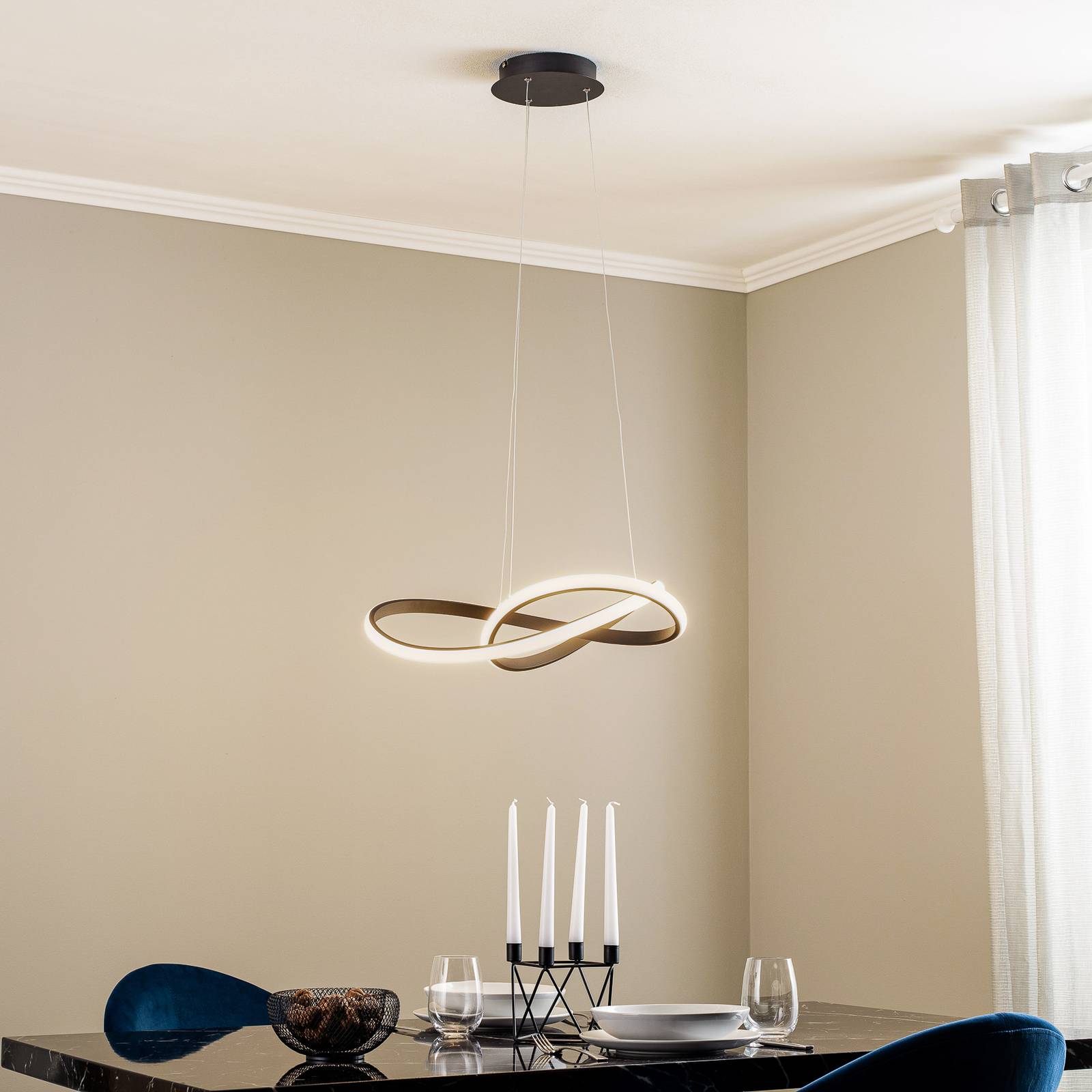 Lindby Kamia suspension LED noire