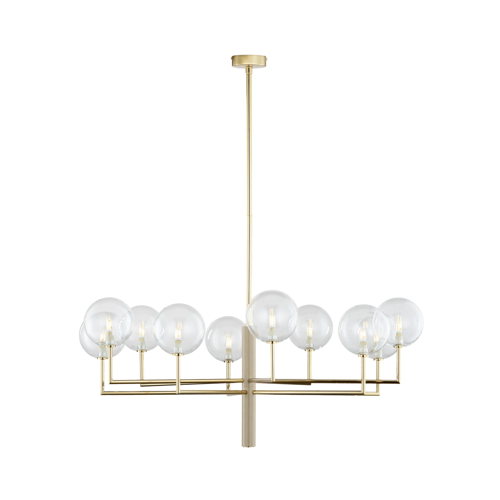 Lustre Feme, doré, verre, 10 lampes, G9