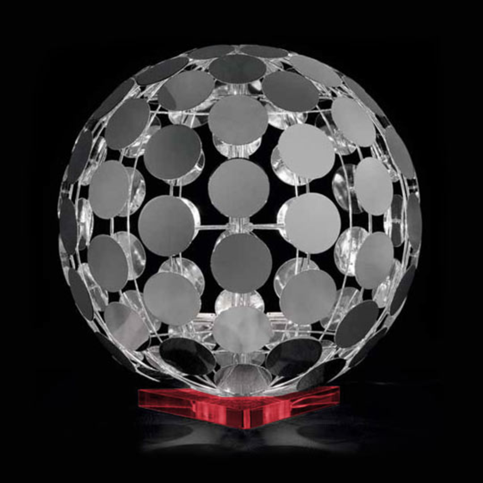 PATRIZIA VOLPATO Sfera table lamp with red base, 60 cm, for Living / Dining Room, metal, acrylic glass, G9, 75 W, energy efficiency: A++, H: 63 cm