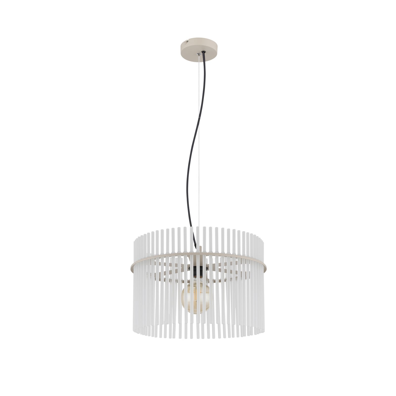 Żyrandol Gorley, biała/piaskowa, Ø 40 cm, szkło, E27 Żyrandol Gorley, biała/piaskowa, Ø 40 cm, szkło, E27
