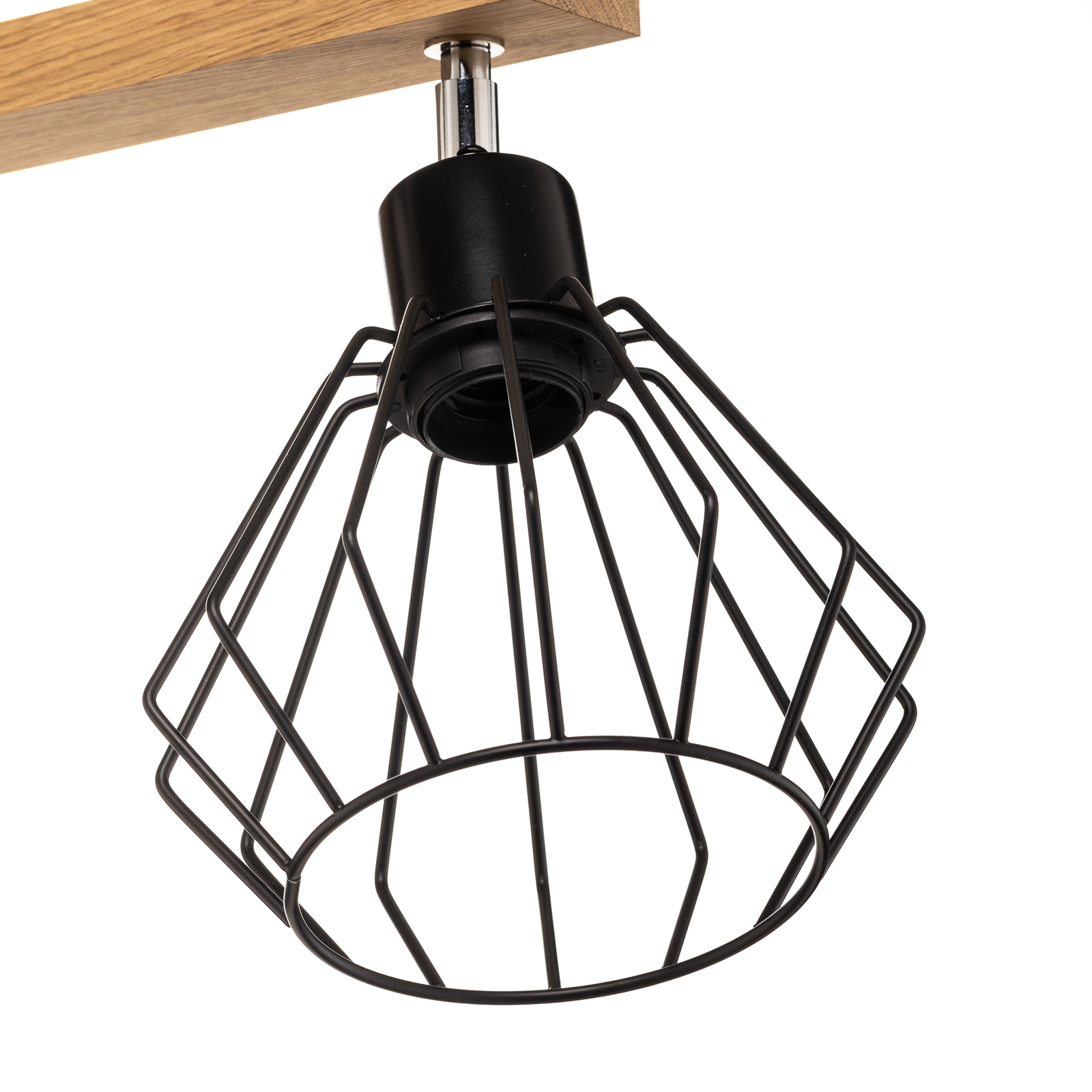 Envolight Vento ceiling lamp black/oak 2-bulb