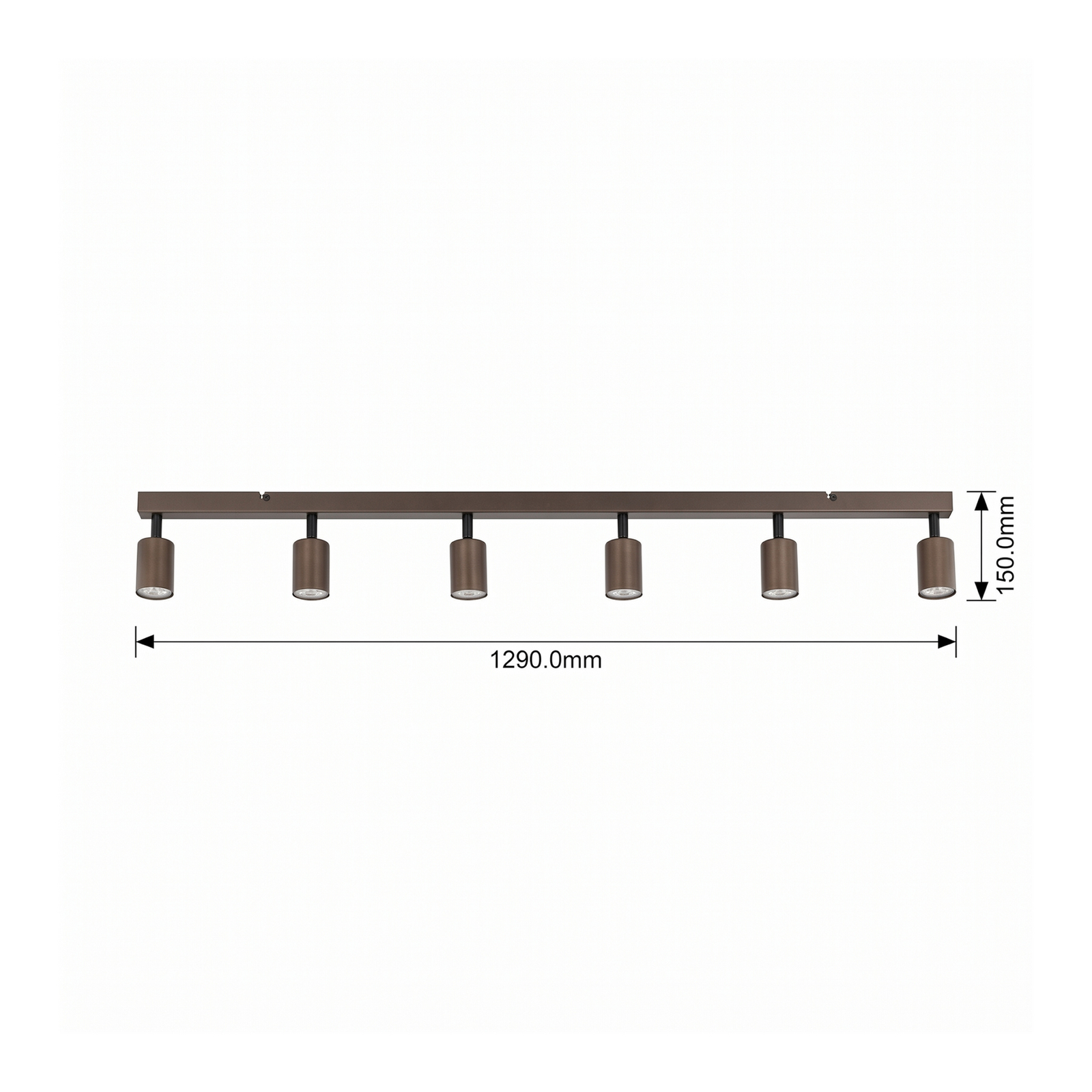 Spot pour plafond Top, ajustable, brun, à 6 lampes linear