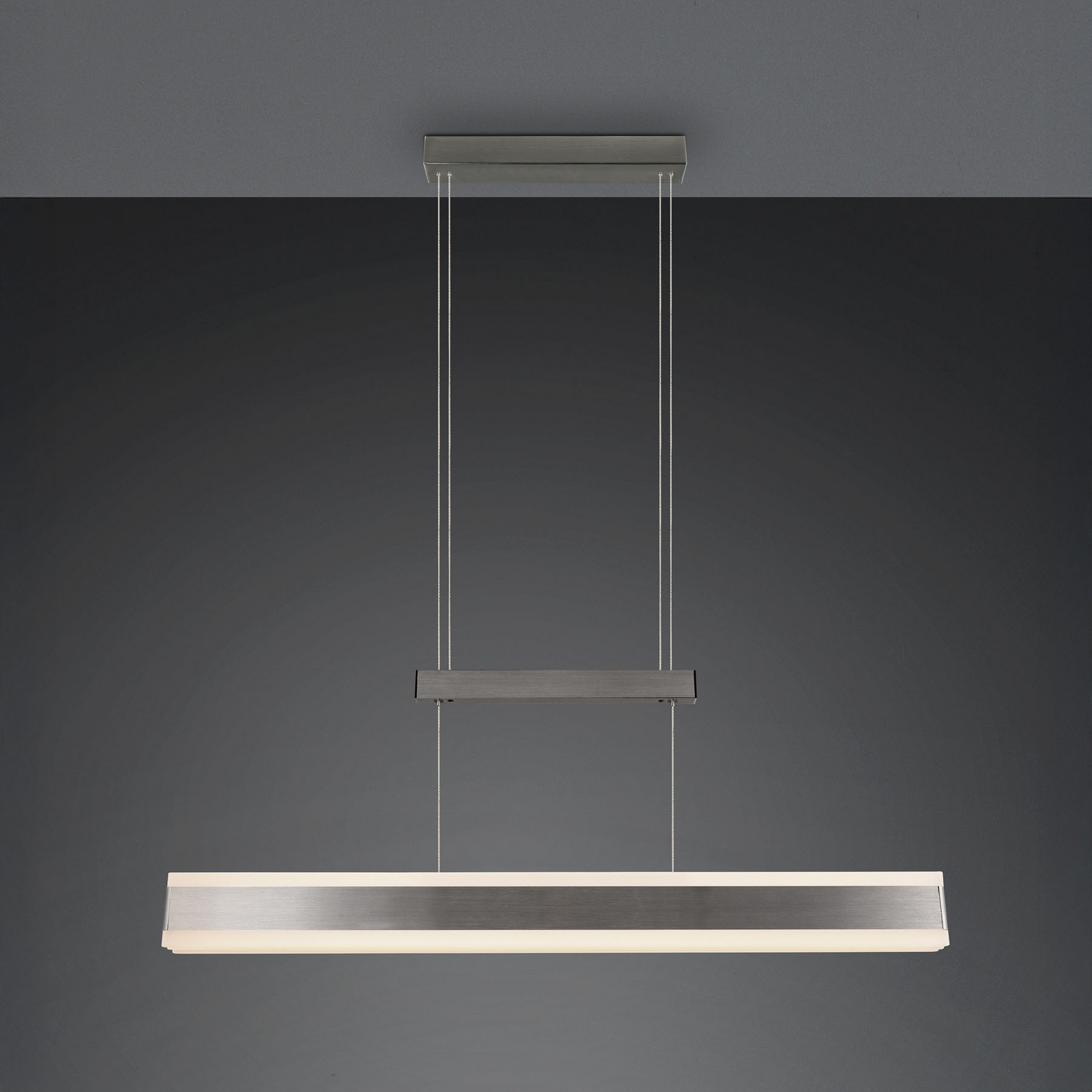 LED-hänglampa Arcola, nickelfärgad, 152 cm, CCT Touchdimmer LED-hänglampa Arcola, nickelfärgad, 152 cm, CCT Touchdimmer