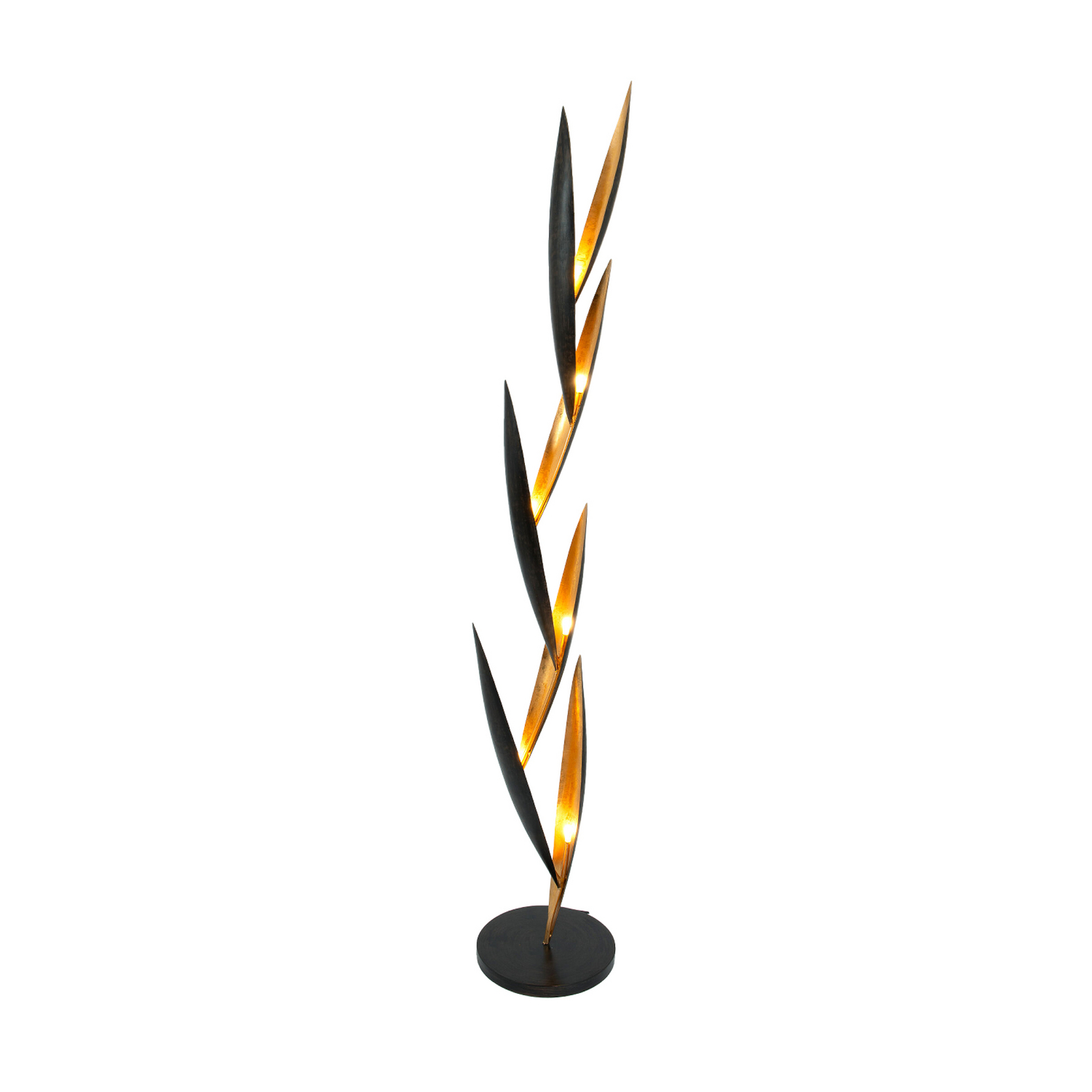 Stehlampe FORTUMA, schwarz/gold, Höhe 160 cm, Metall, 6 x G4