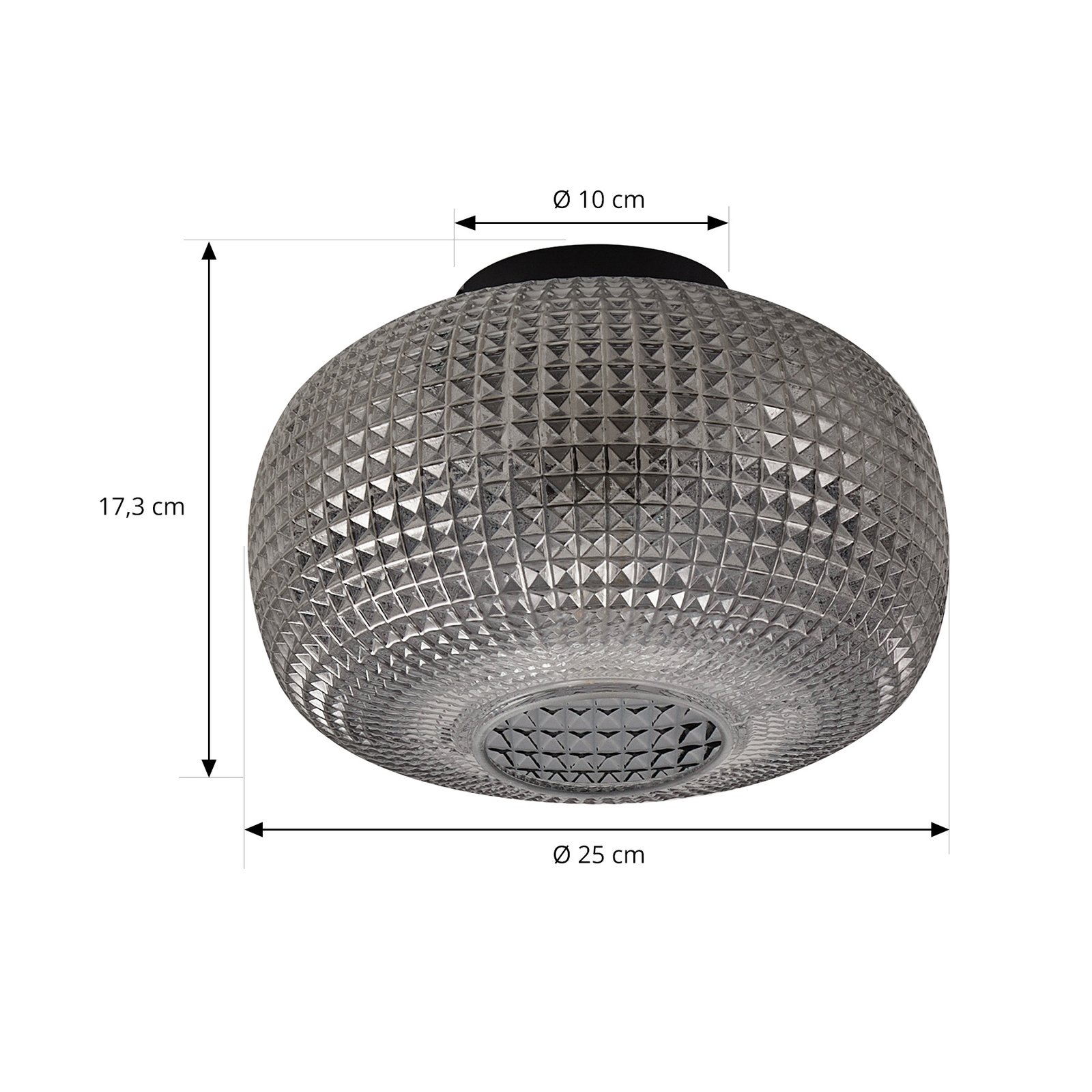 Lindby plafondlamp Hildur, Ø 25 cm, rookgrijs, glas