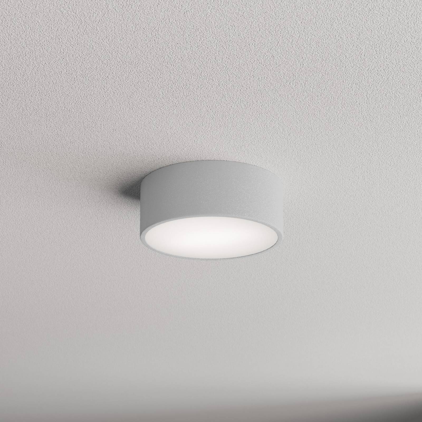 Cleo 200 lampa sufitowa, szary, czujnik, IP54, Ø 20 cm, metal